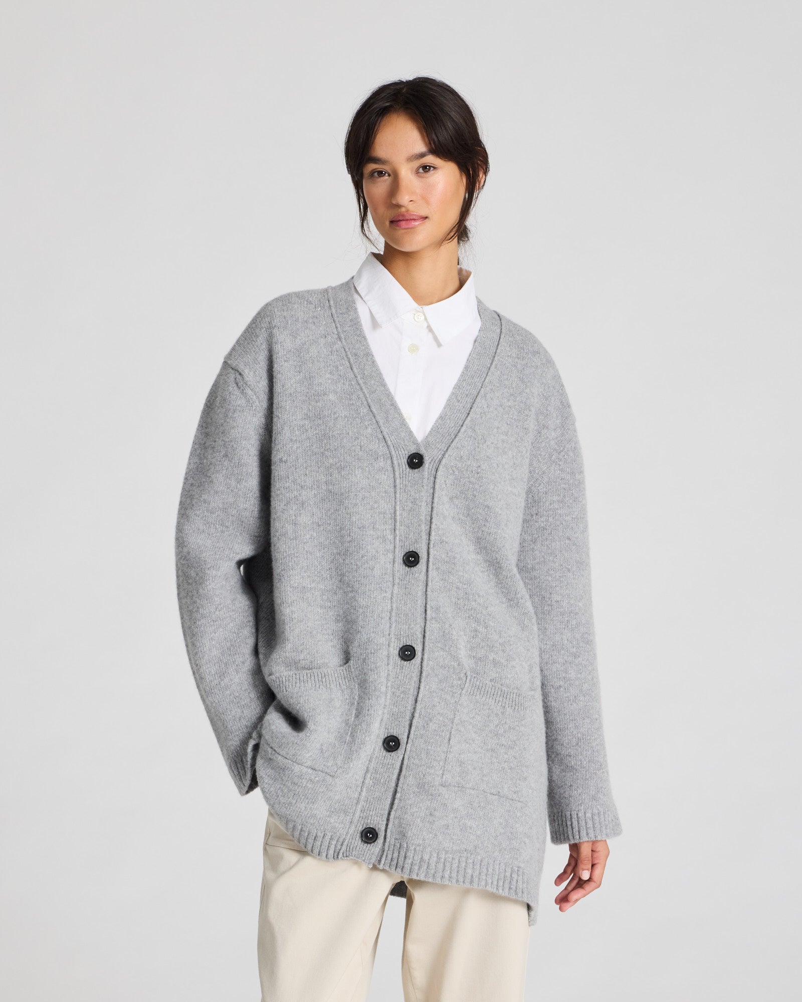 GAI+LISVA Alba Lambswool Cardigan Lambswool l Knitwear 602 Grey Melange