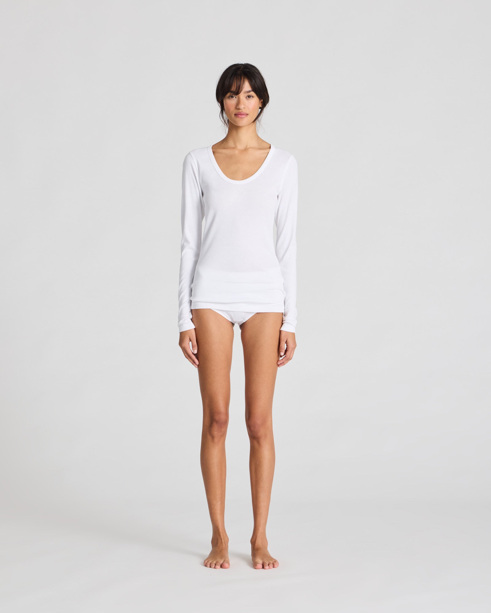 GAI+LISVA Ivy Cotton 1x1 RIB L/S Tee GOTS 243975 Top 100 White