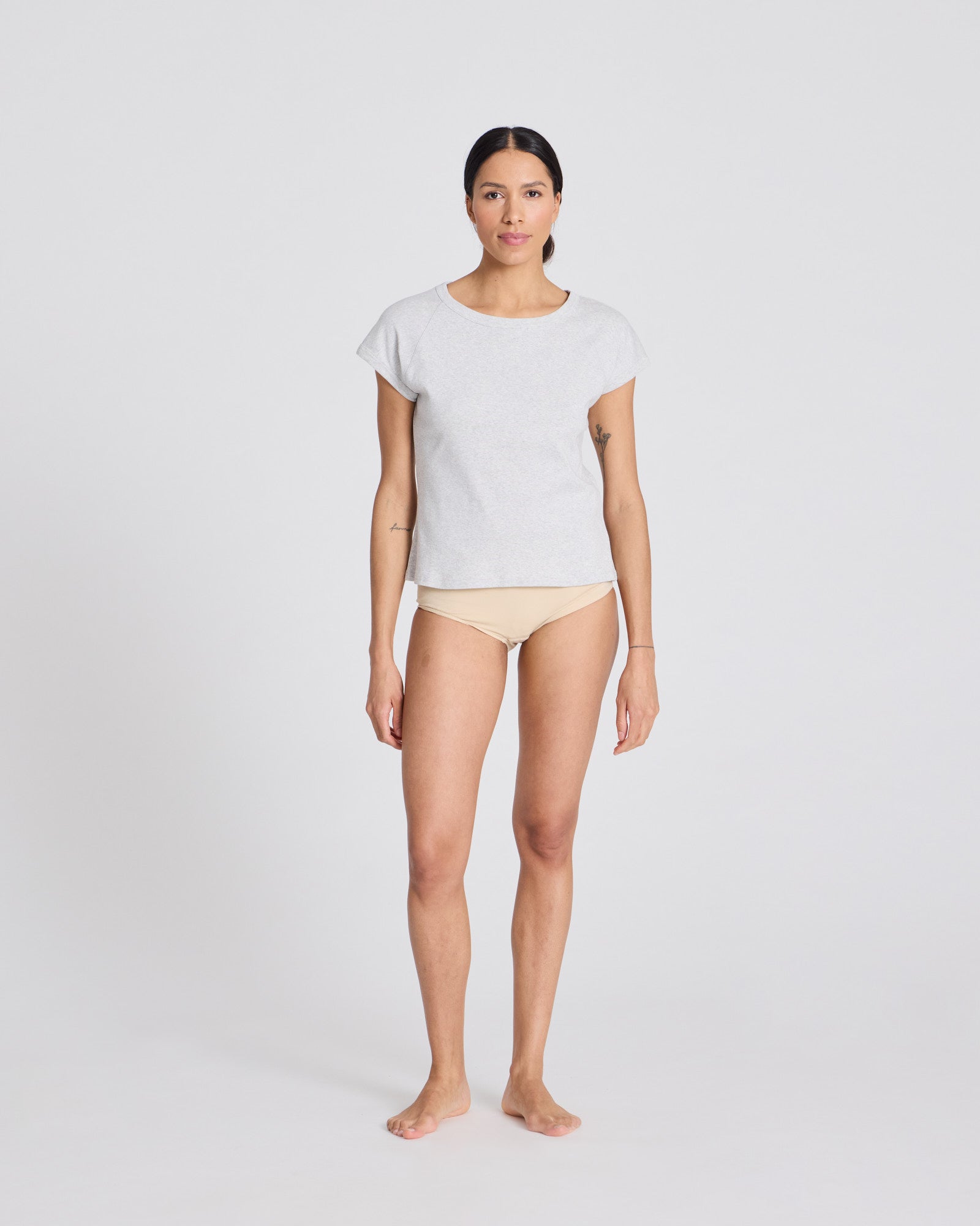 GAI+LISVA Alberte Cotton 1x1 RIB Top Top 601 Light Grey Melange