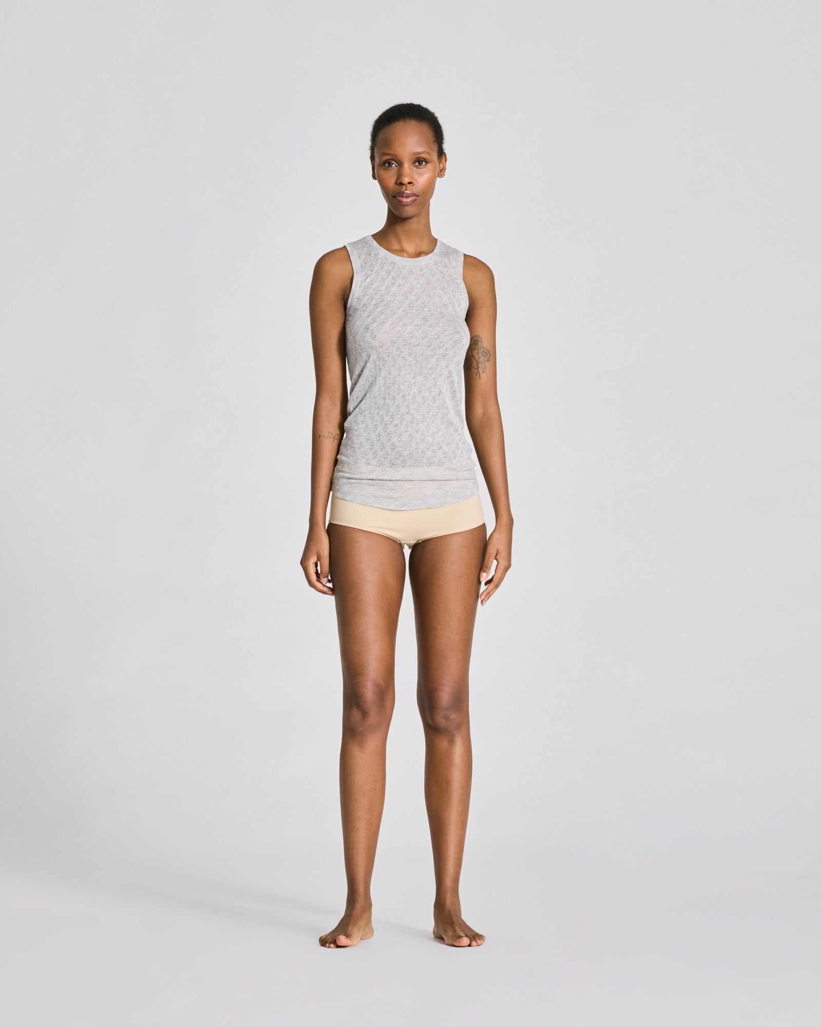 GAI+LISVA Alberte S´less Silk Top Tops & T-shirts 601 Light Grey Melange