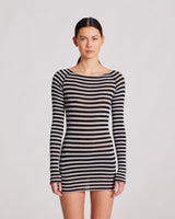 GAI+LISVA Amalie Stripe Wool Top Top 610 Grey and Black Stripe