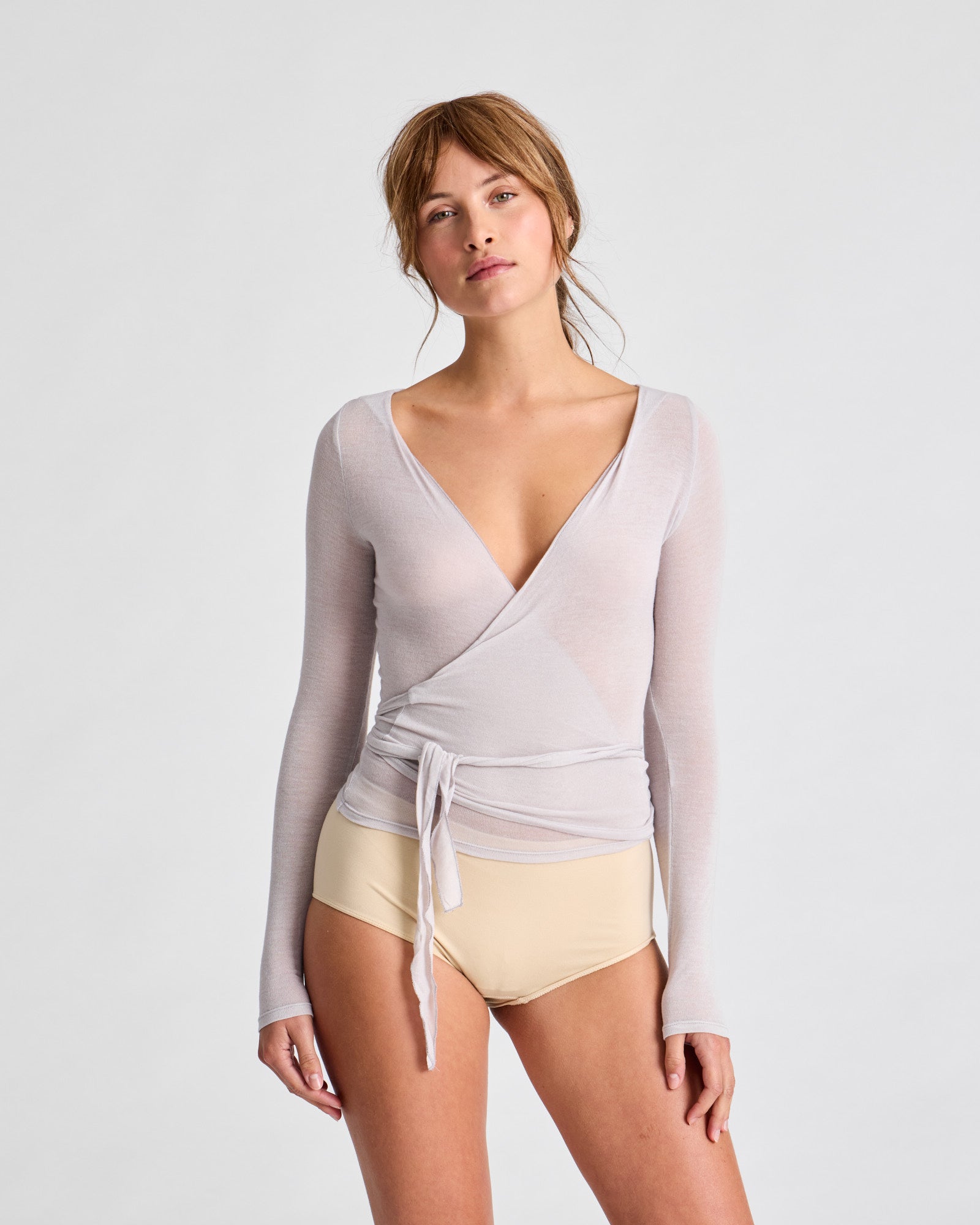 GAI+LISVA Anne Wool Wrap Top Tops & T-shirts 705 Lunar Rock