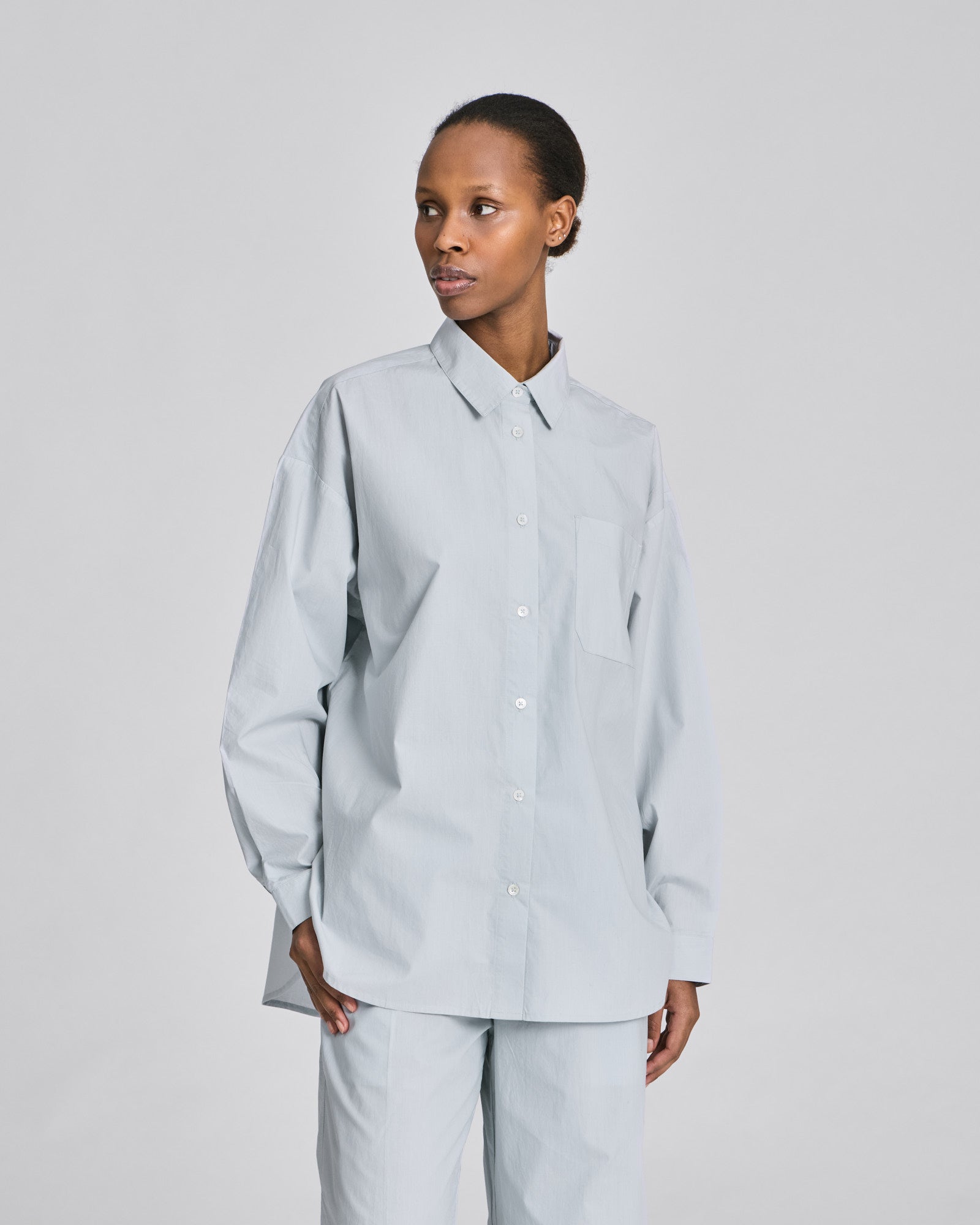 GAI+LISVA Astrid L/S Light Poplin Shirt GOTS Shirts & Blouses 711 Aqua