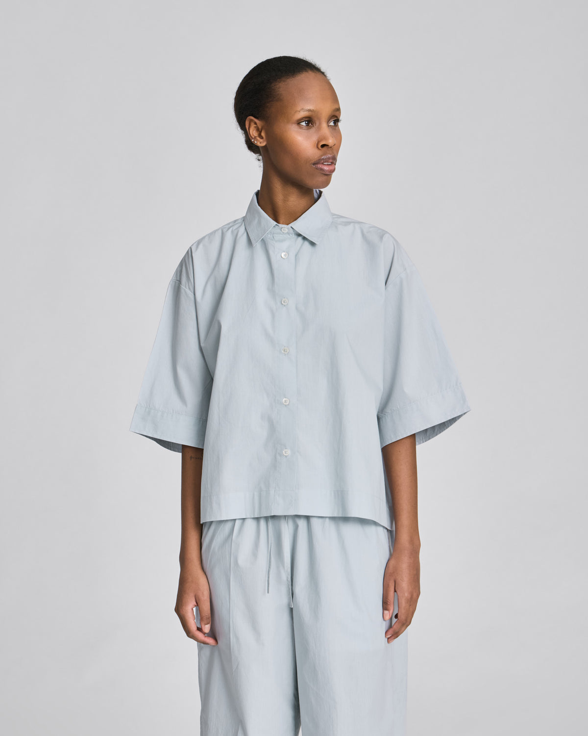 Astrid S/S Light Poplin Shirt GOTS - Aqua