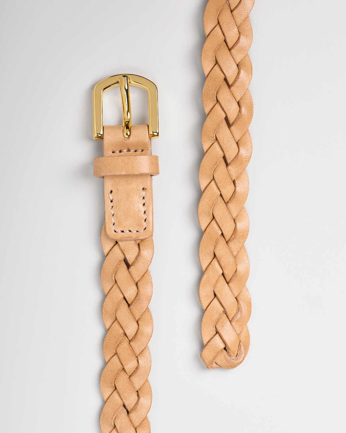BETSEY JOHNSON TAN LEATHER BRAIDED BELT IN SIZE L . Braid Belts for Men – Stylish Solid Tan Belt main image 3