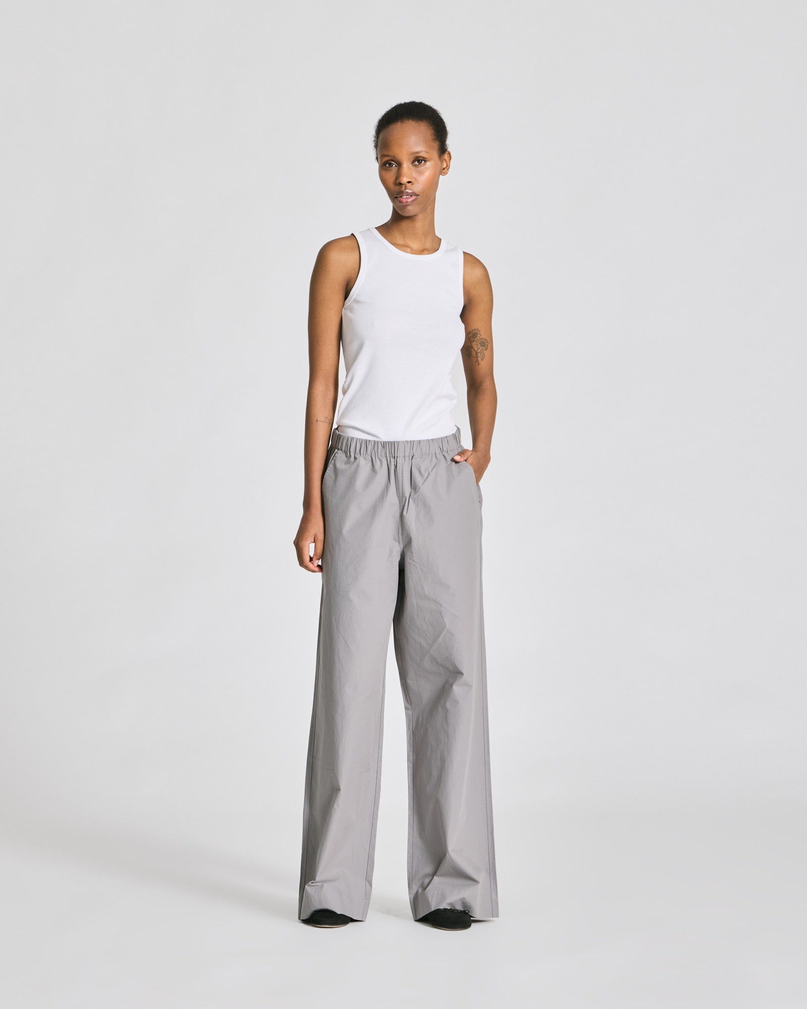 Christine Poplin Pants GOTS - Monument