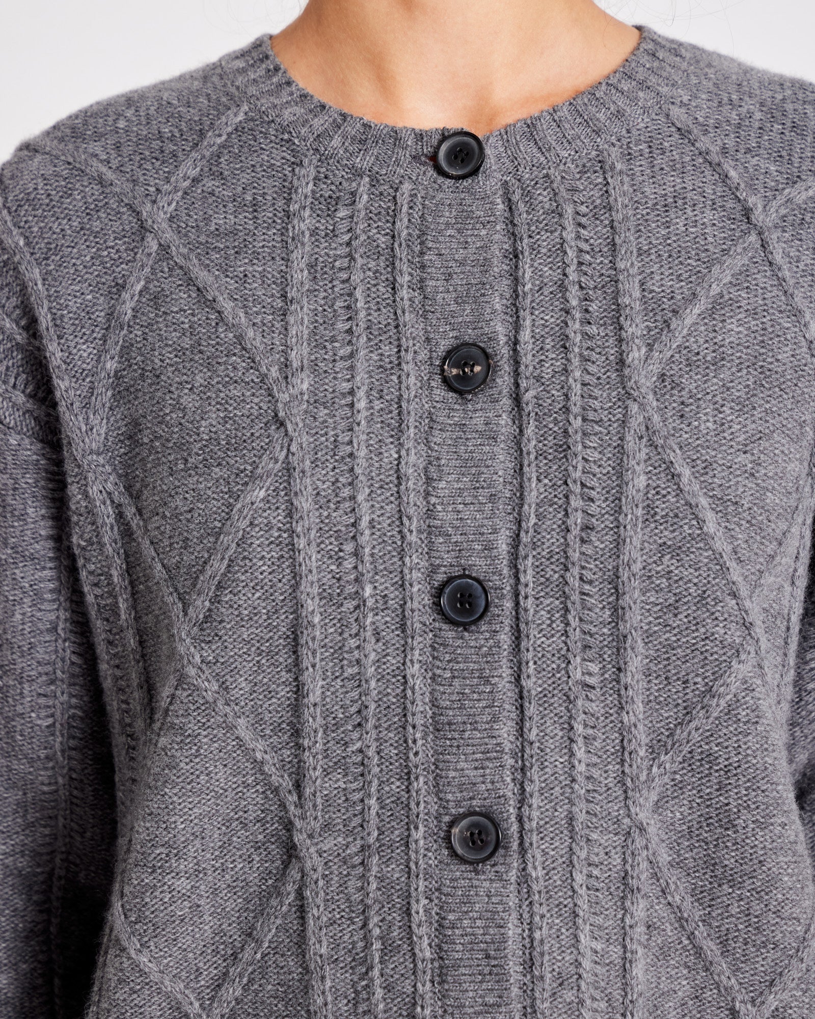 GAI+LISVA Clara Lambswool Cardigan Knit 631 Grafitti Grey Melangé
