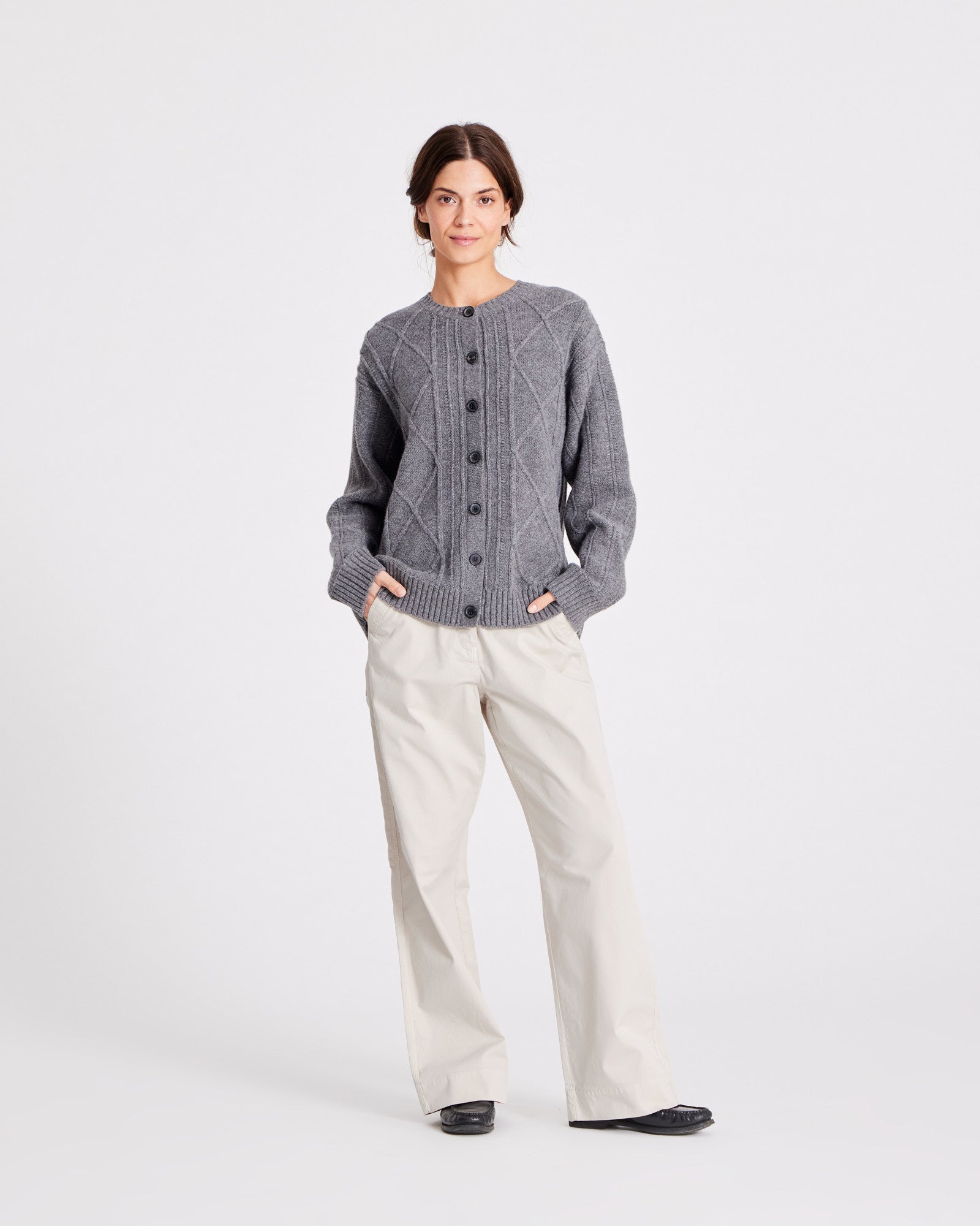 GAI+LISVA Clara Lambswool Cardigan Knit 631 Grafitti Grey Melangé