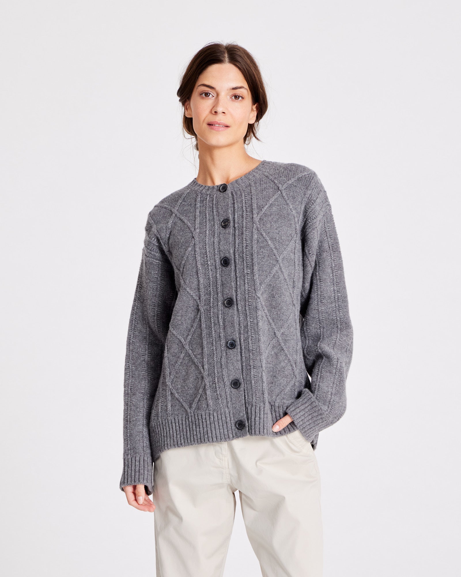 GAI+LISVA Clara Lambswool Cardigan Knit 631 Grafitti Grey Melangé