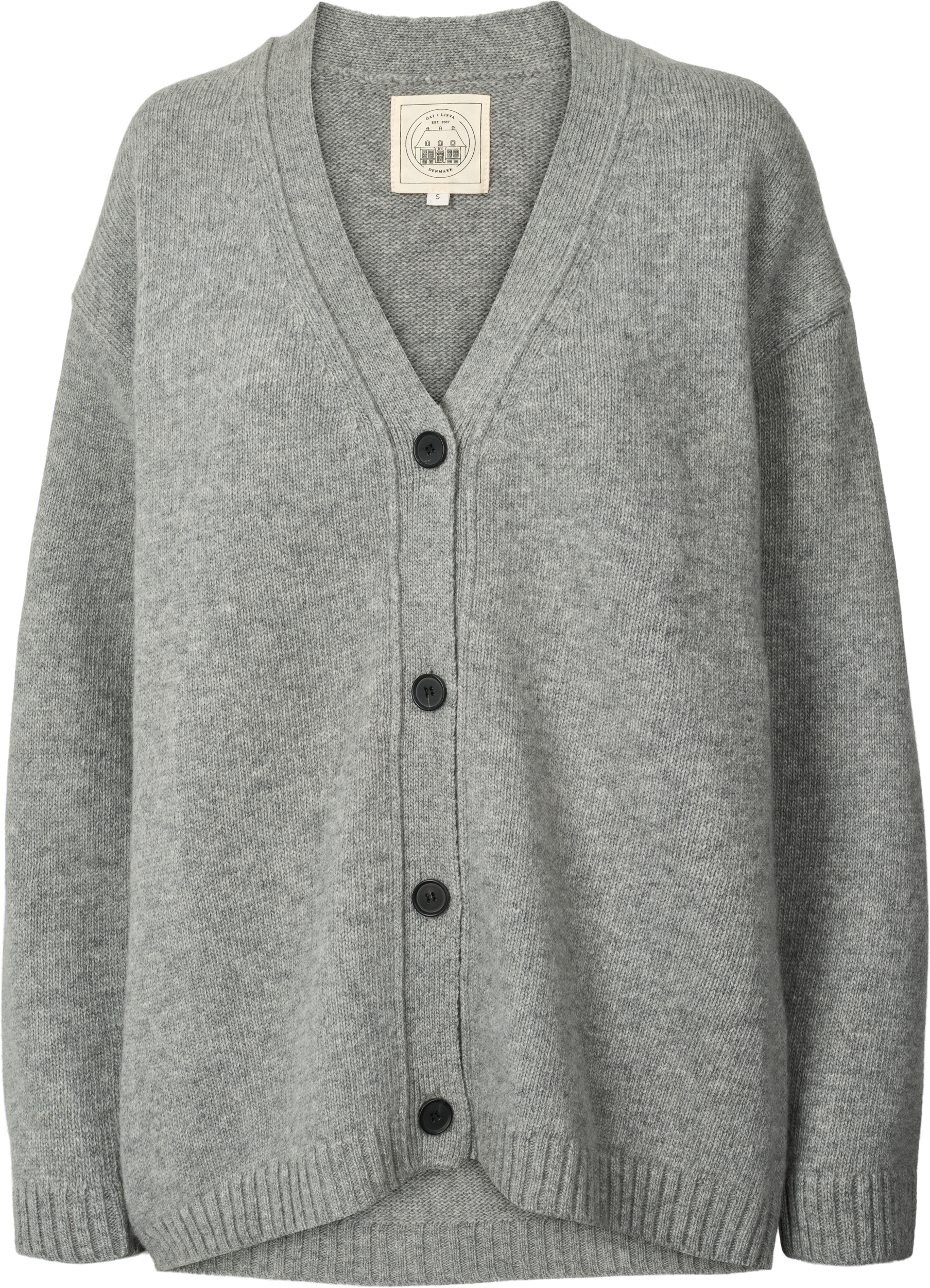 GAI+LISVA Edith Lambswool Cardigan GOTS 243975 Knit 602 Grey Melange