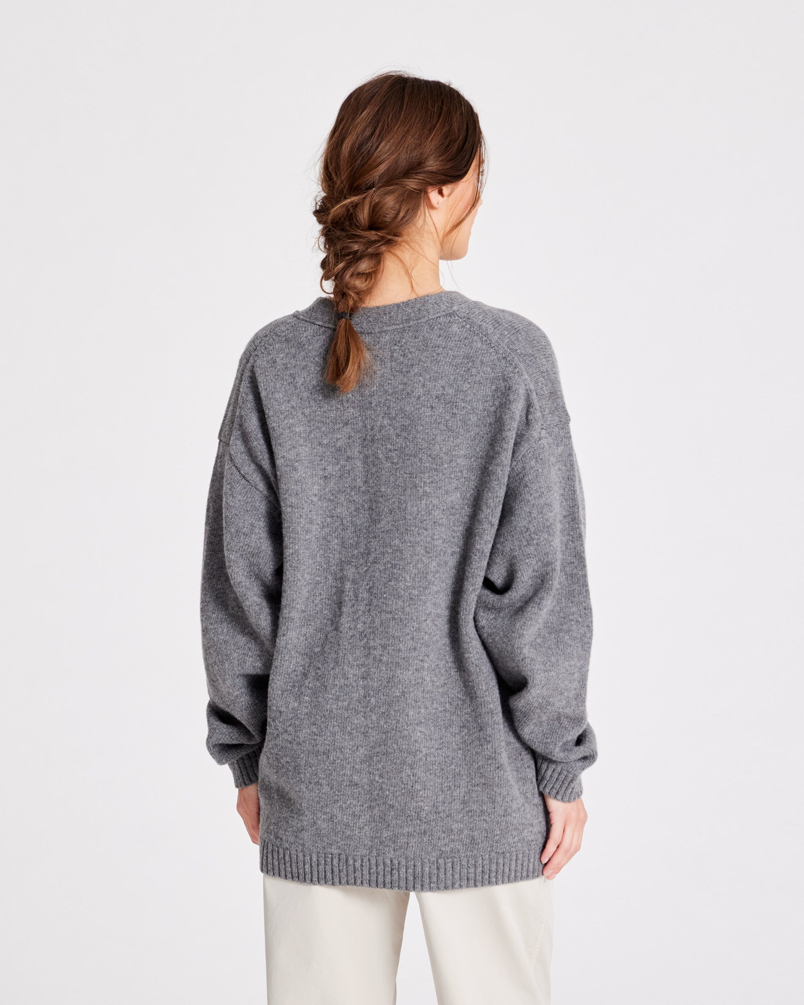 GAI+LISVA Edith Lambswool Cardigan GOTS 243975 Knit 631 Grafitti Grey Melangé