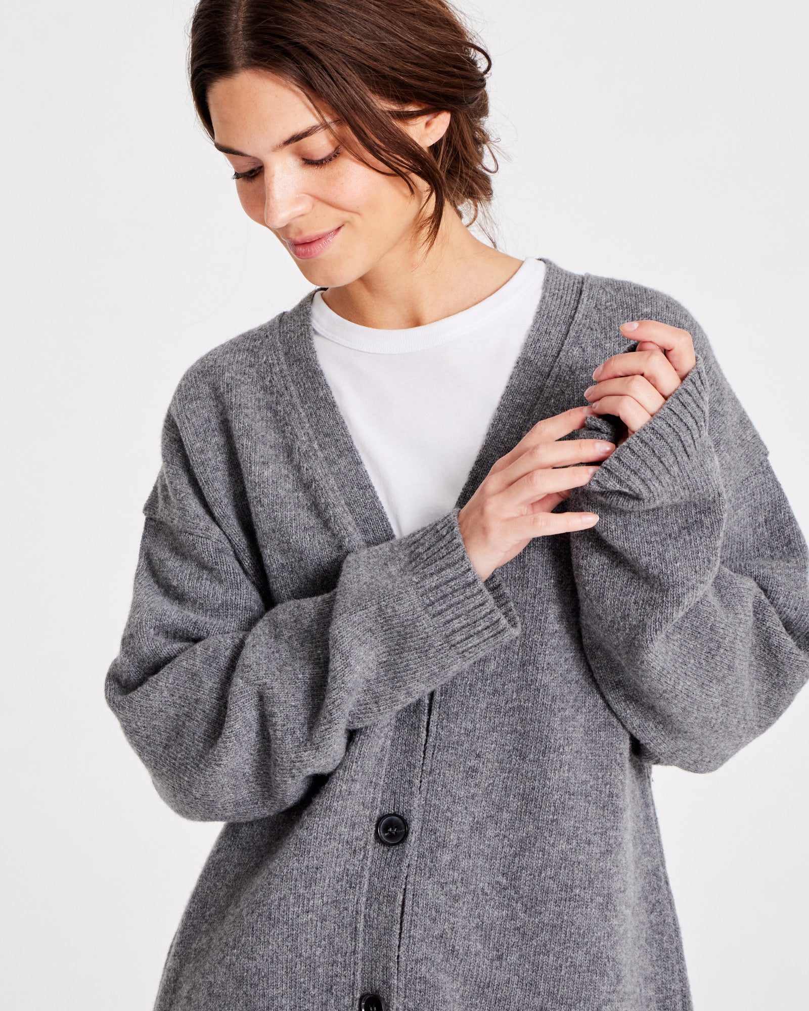 GAI+LISVA Edith Lambswool Cardigan GOTS 243975 Knit 631 Grafitti Grey Melangé