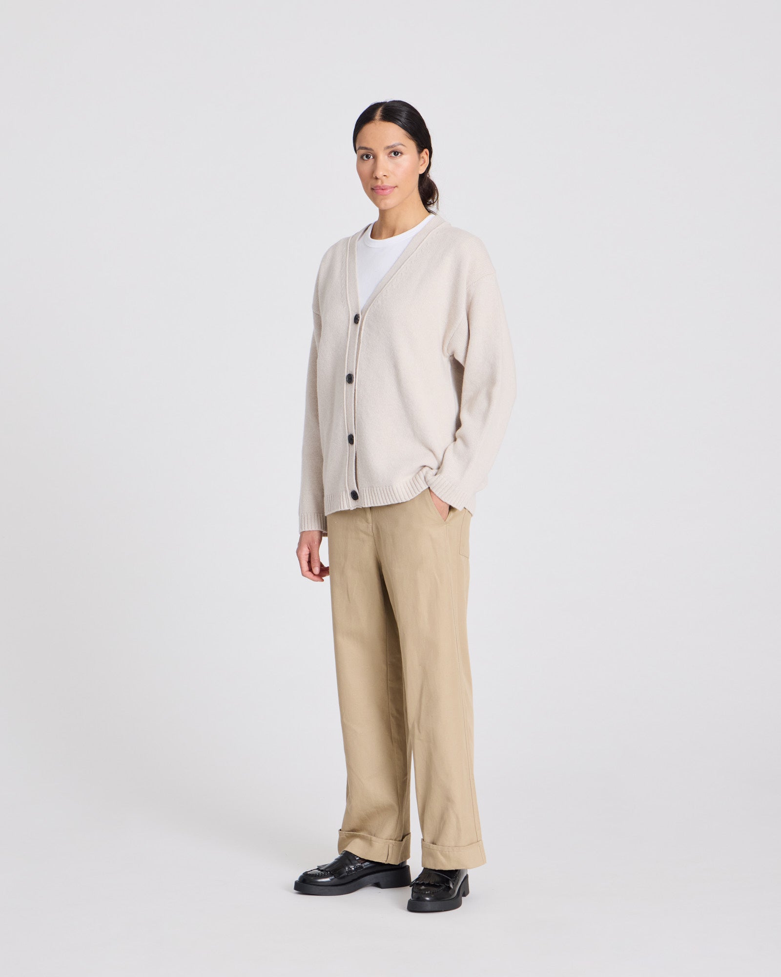 GAI+LISVA Edith Lambswool Cardigan GOTS 243975 Knit 826 Island Fossil