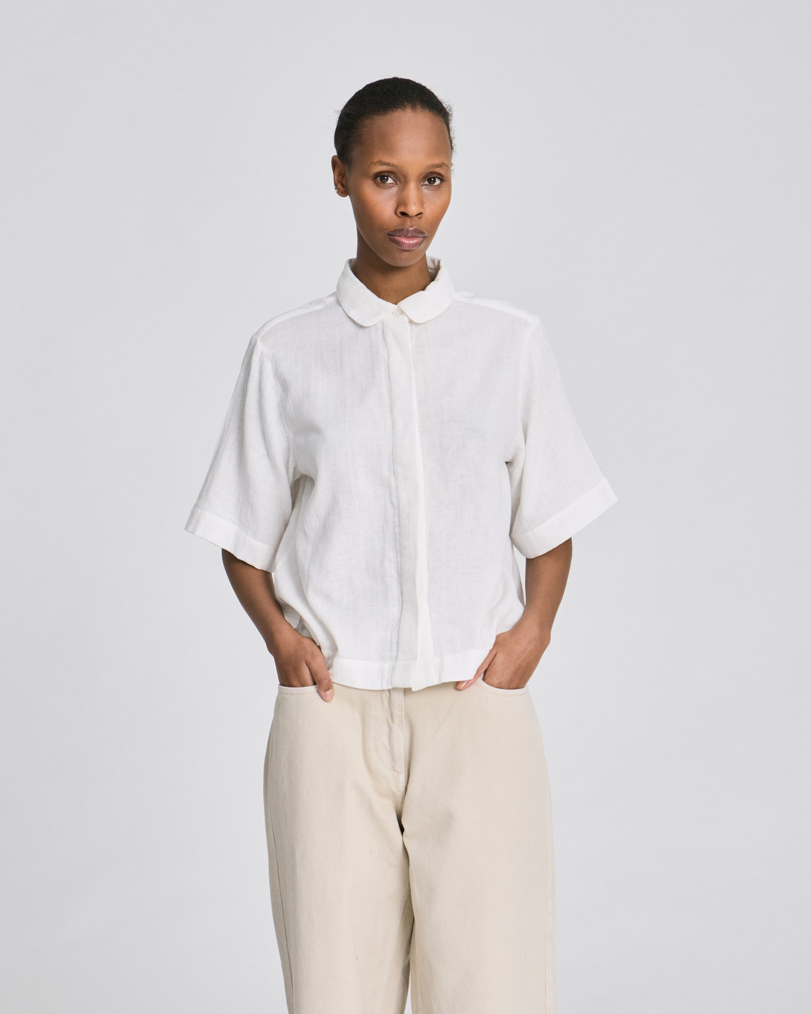 GAI+LISVA Elona S/S Double Cloth Shirt GOTS Shirts & Blouses 124 Whisper White