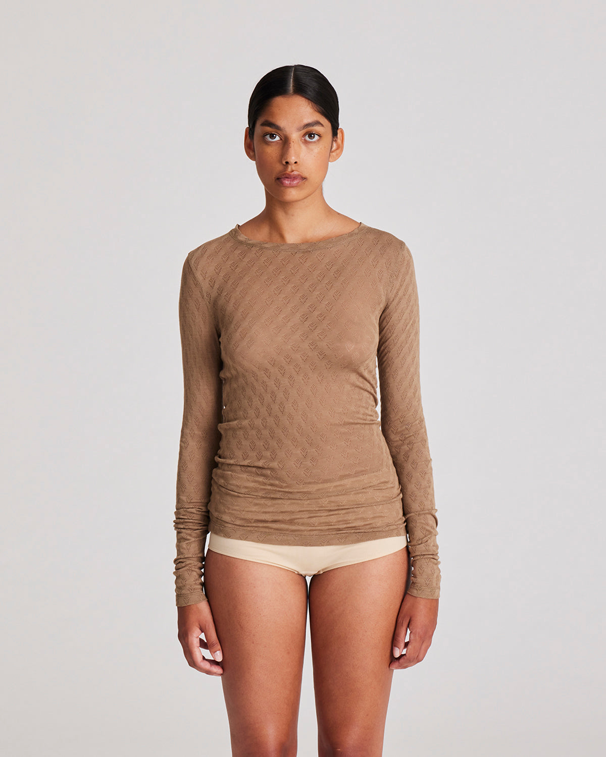 GAI+LISVA Fermi Silk Top Tops & T-shirts 960 Shitake