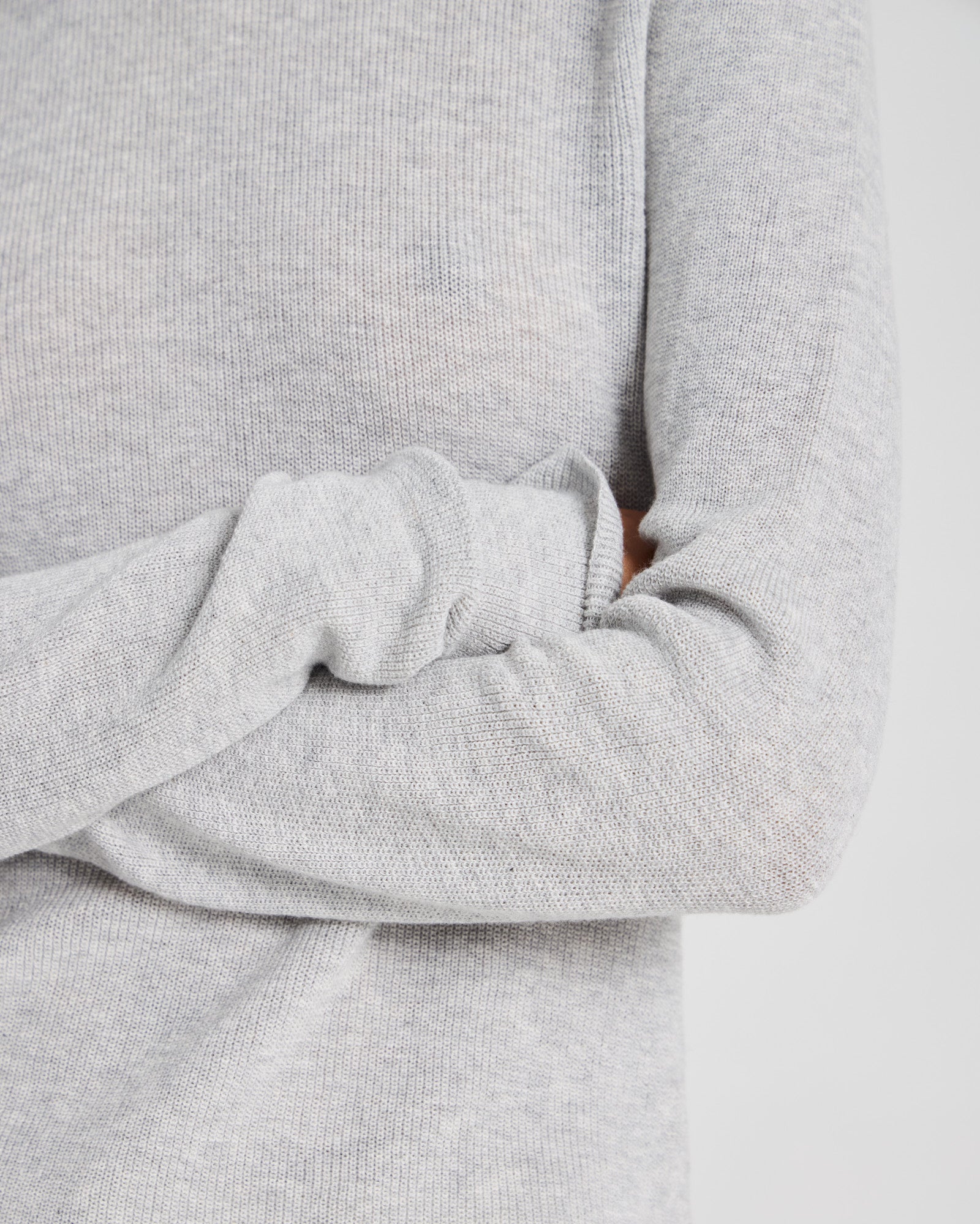 GAI+LISVA Freja L/S Cotton Rib Top GOTS Knitwear 601 Light Grey Melange