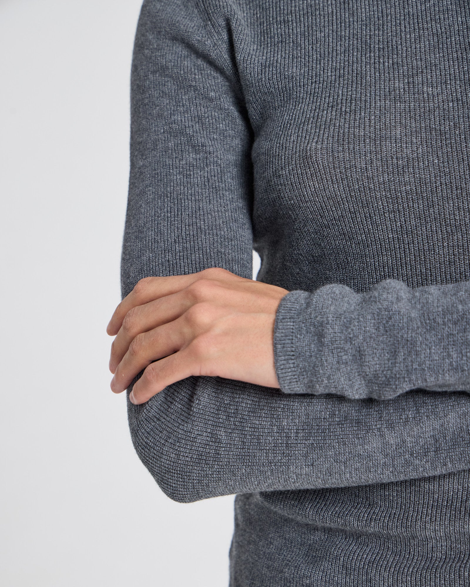 GAI+LISVA Freja L/S Cotton Rib Top GOTS Knitwear 605 Dark Grey Melangè