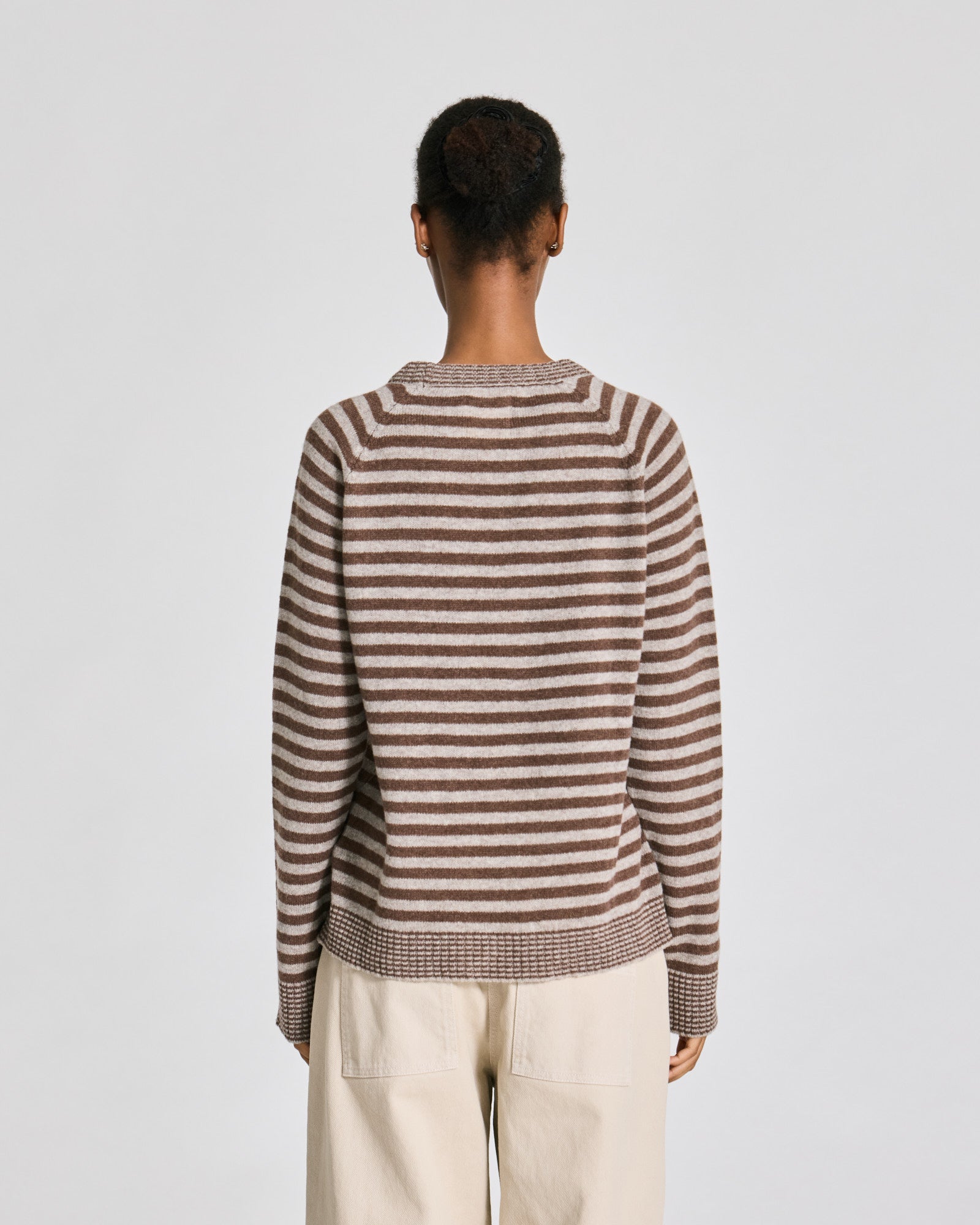 GAI+LISVA Gertrud L/S Striped Pullover Lambswool Knit Lambswool l Knitwear 755 Striped Grey / Brown