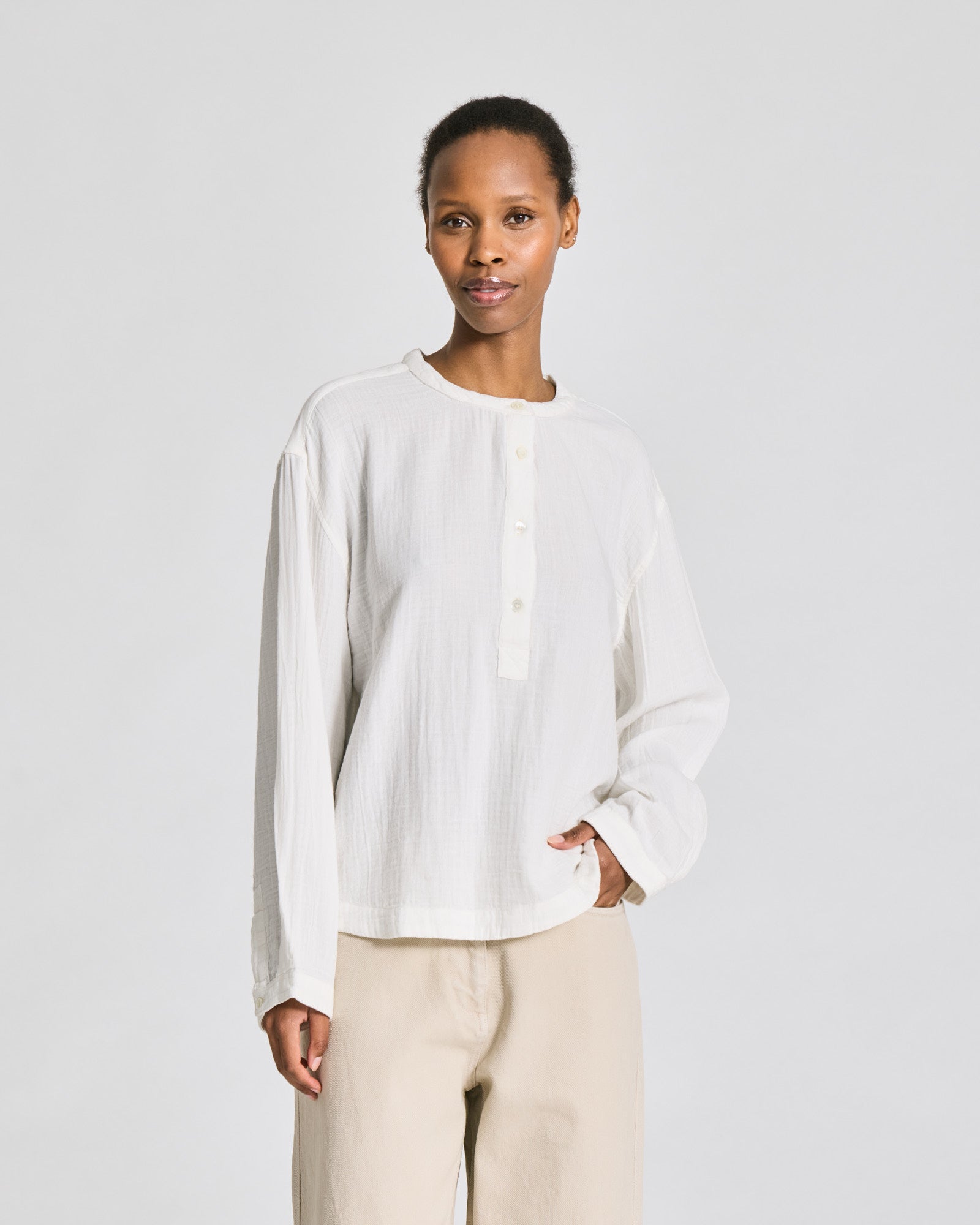 Gunhild L/S Double Cloth Shirt GOTS - Whisper White