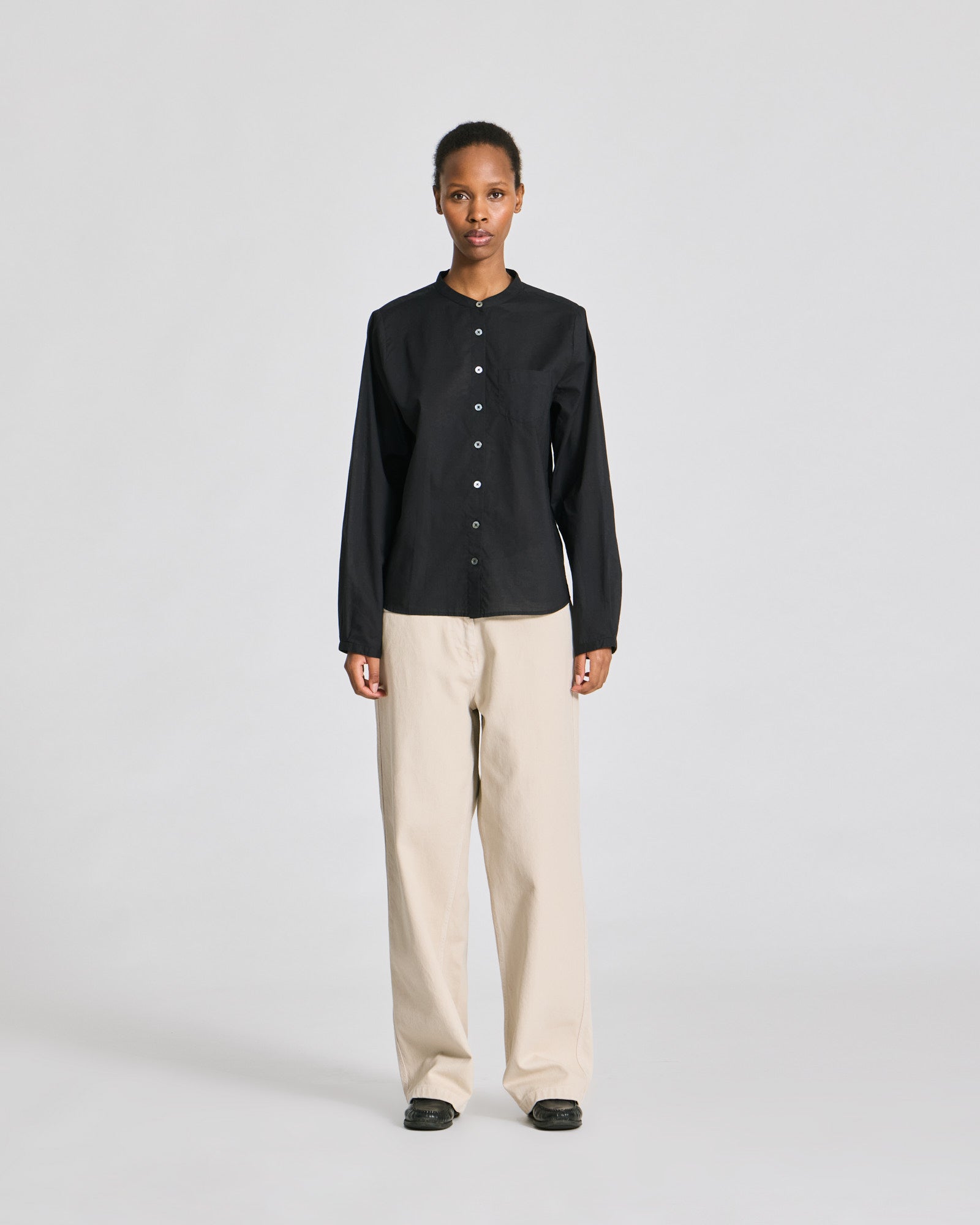 GAI+LISVA Helena L/S Cotton Stand Collar Voile Shirt Shirts & Blouses 650 Black