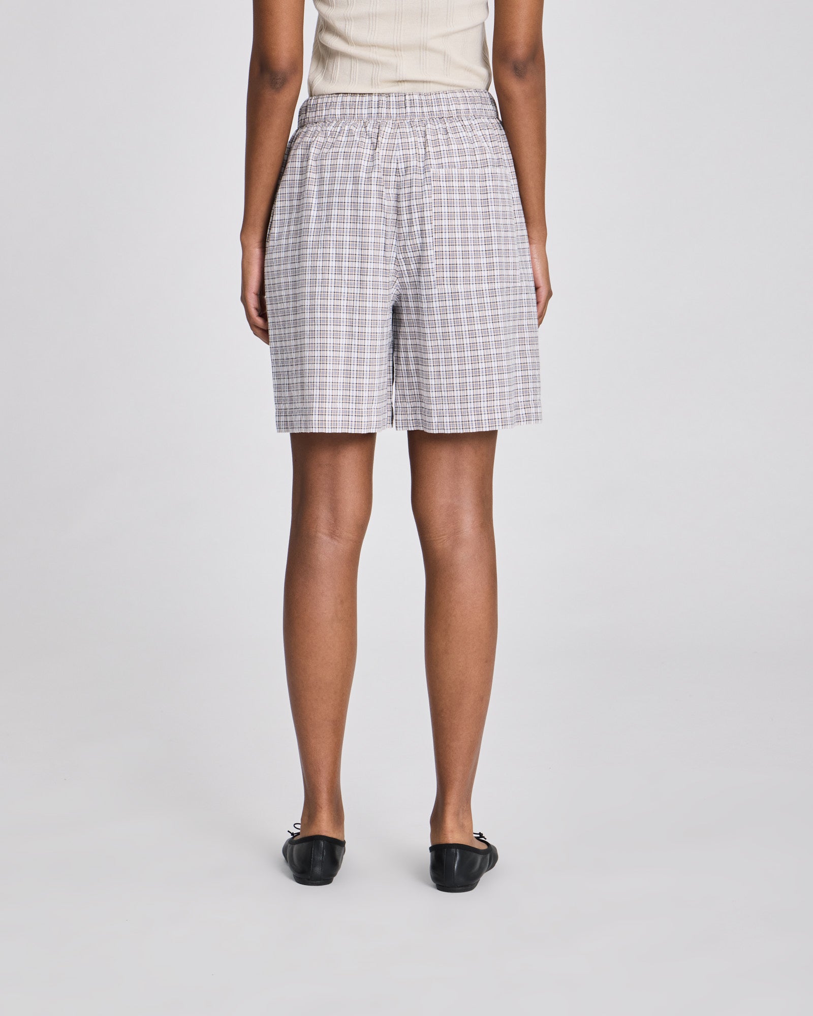 GAI+LISVA Lily Checkered Shorts GOTS Trousers & Shorts 740 Ecru Checkered