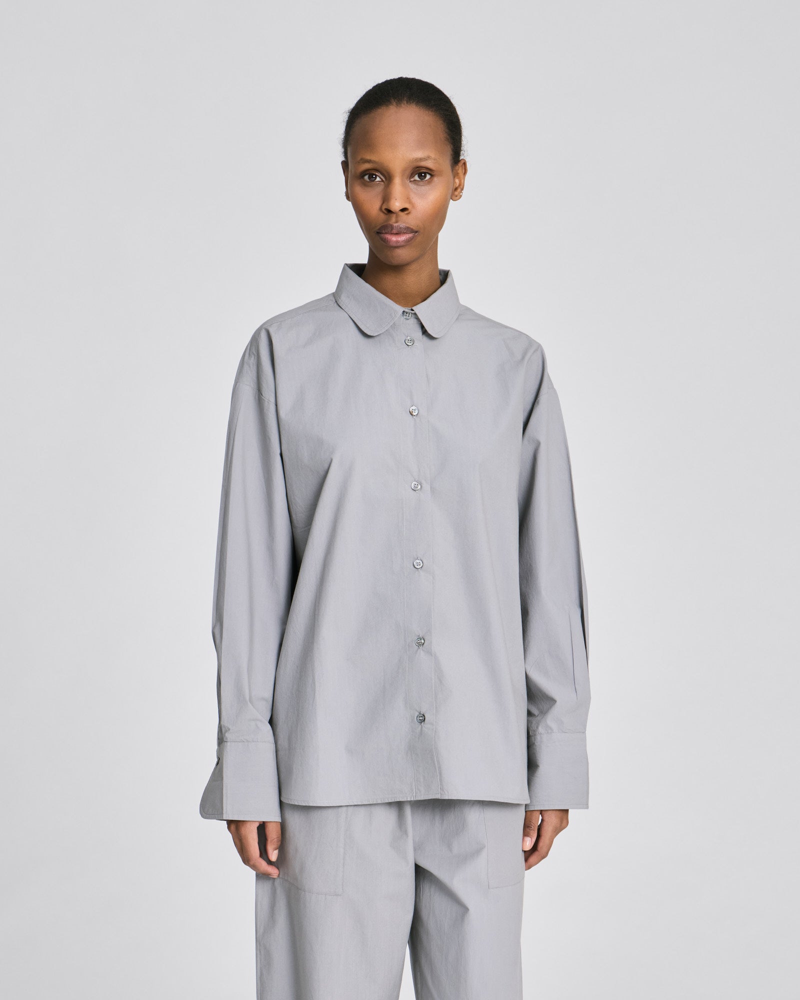 Luna L/S Poplin Shirt GOTS - Monument