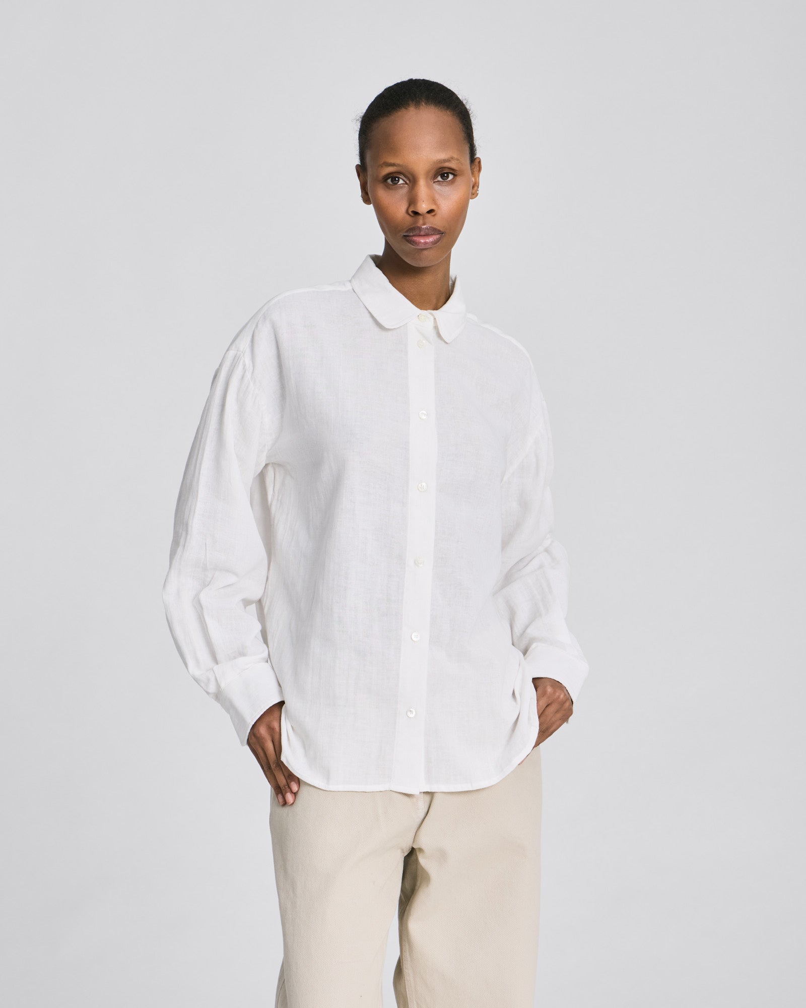 Lusinda L/S Double Cloth Shirt GOTS - Whisper White