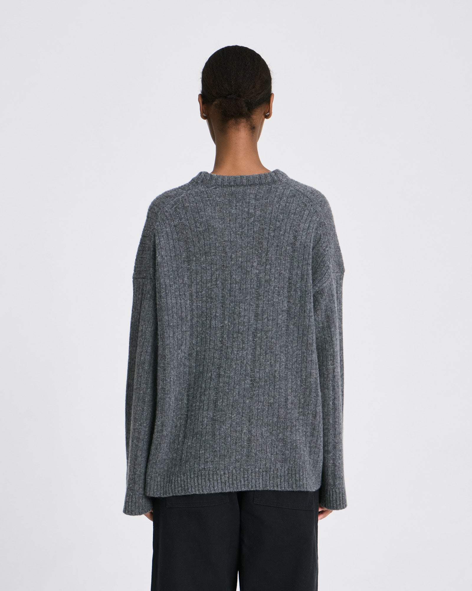 GAI+LISVA Magda L/S Drop Needle Lambswool GOTS Lambswool l Knitwear 631 Grafitti Grey Melangé