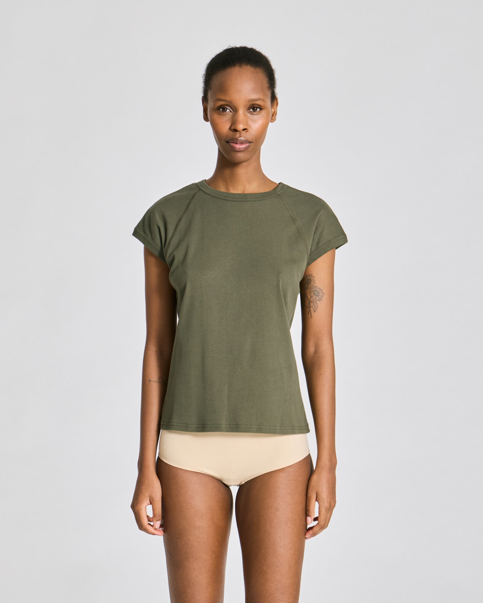 GAI+LISVA Malou S/S Cotton 1x1 Rib Tee GOTS Tops & T-shirts 170 Olive Night