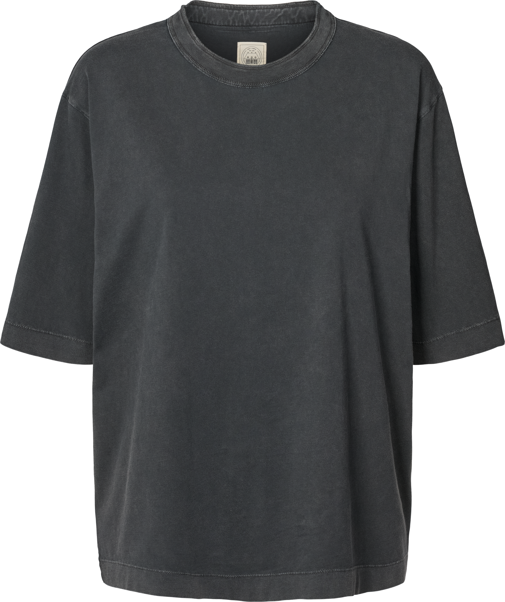 GAI+LISVA Maya Cotton Jersey Tee Vintage Look Tops & T-shirts 765 Dark Grey Acid Wash