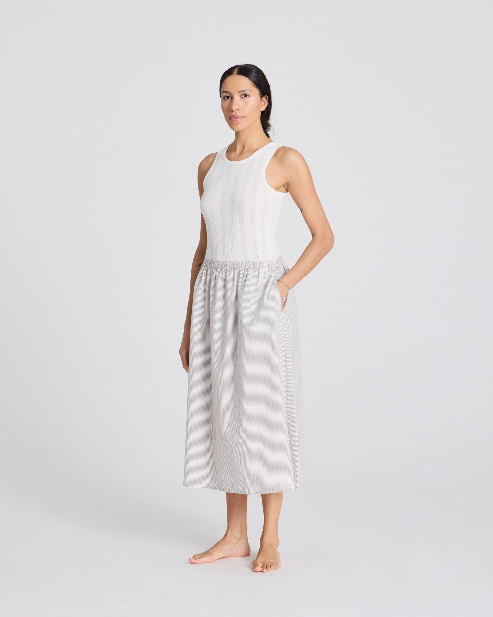 GAI+LISVA Petra Skirt Poplin Dresses & Skirts 126 Mulch White Stripe