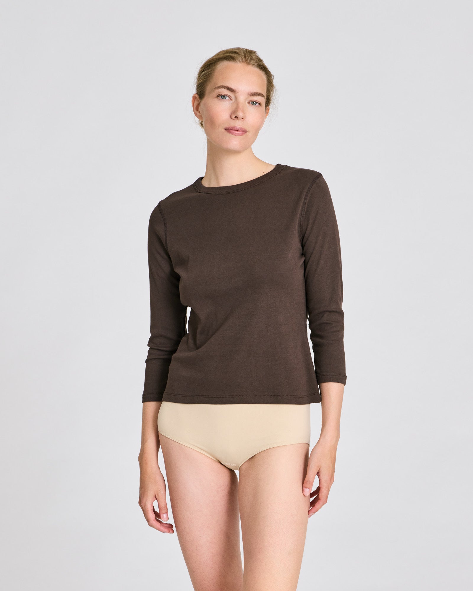 GAI+LISVA Sascha 3/4 Sleeve Cotton Top Tops & T-shirts 681 Mulch