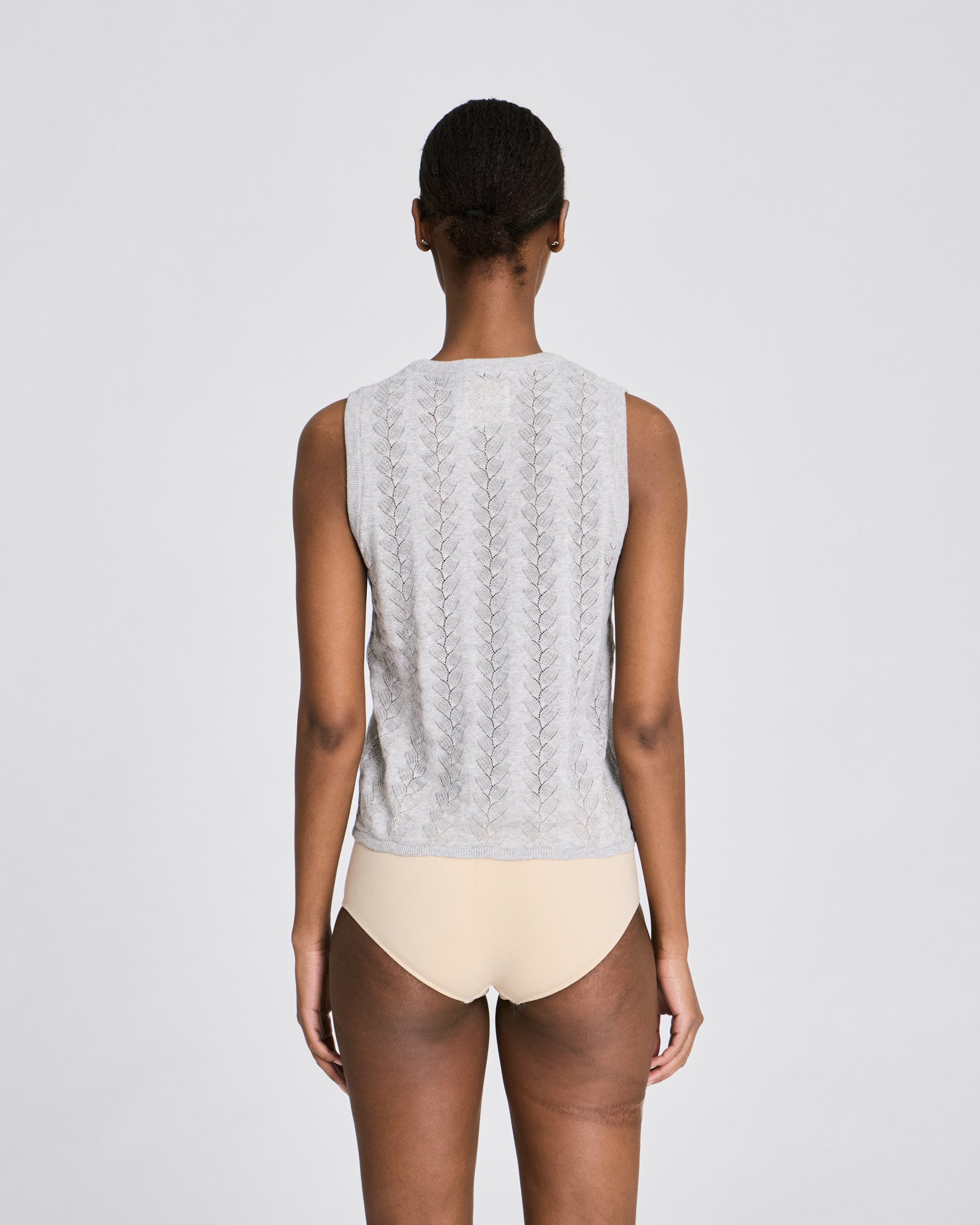 GAI+LISVA Sofie Butterfly Knit Top - GOTS Cotton l Knitwear 601 Light Grey Melange