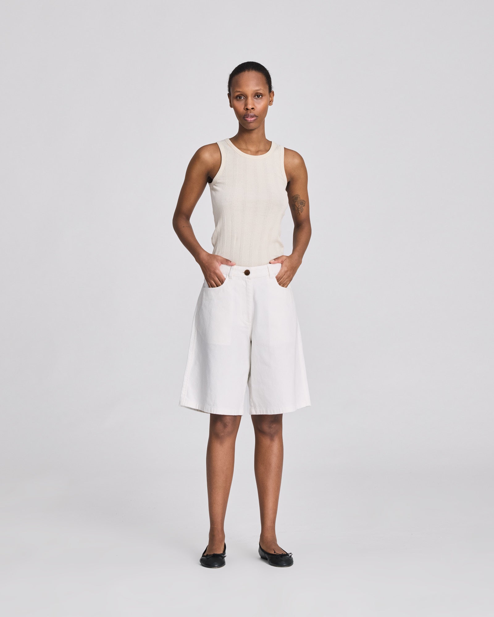 Tina Twill Shorts GOTS - Whisper White