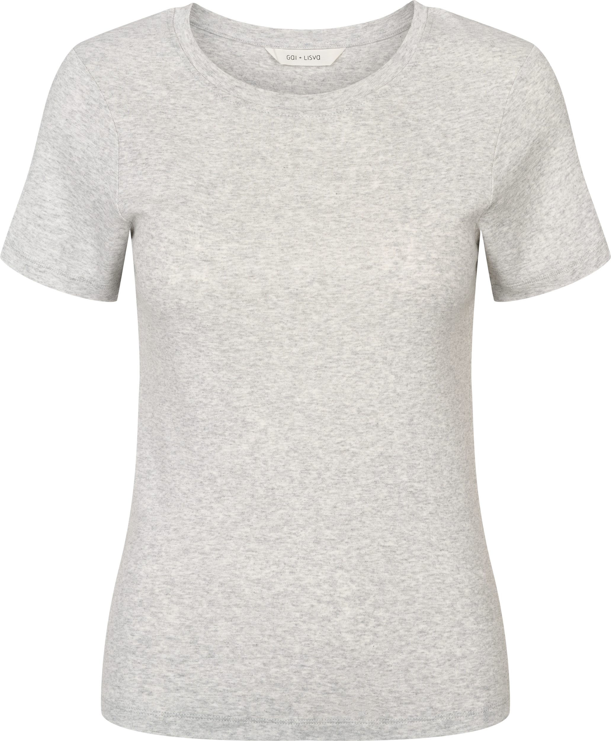 GAI+LISVA Trille Cotton Top 1x1 Rib Tee GOTS Tops & T-shirts 601 Light Grey Melange