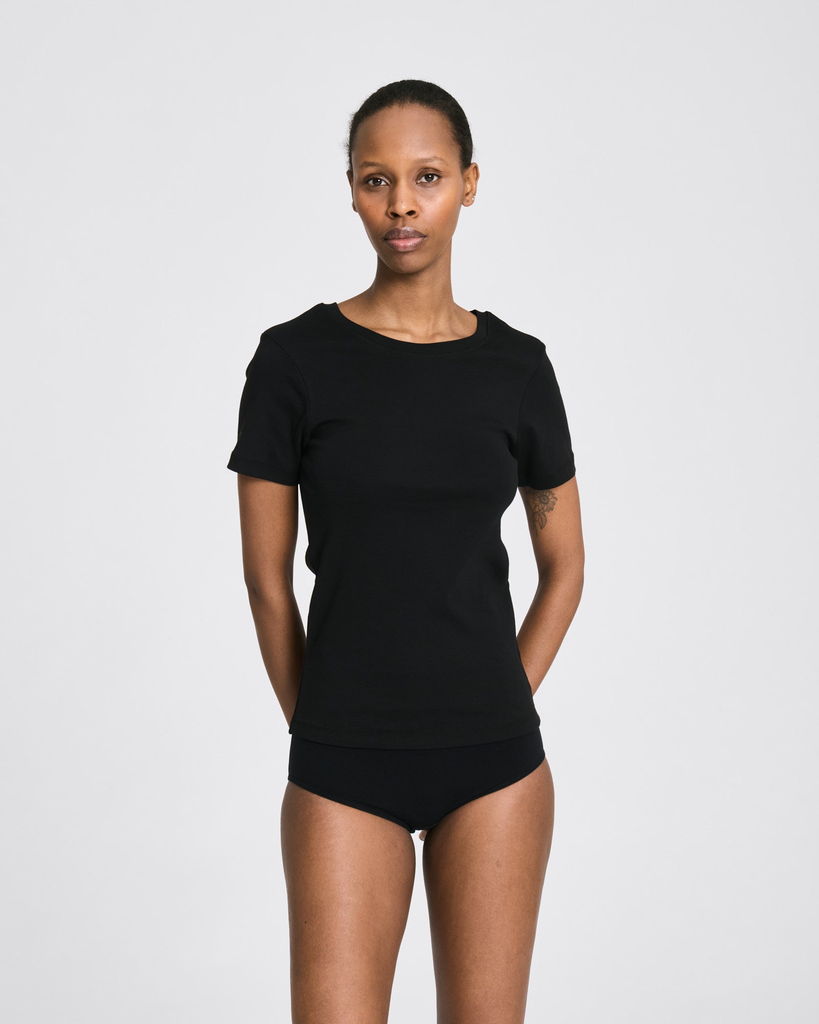 Trille Cotton Top 1x1 Rib Tee GOTS - Black