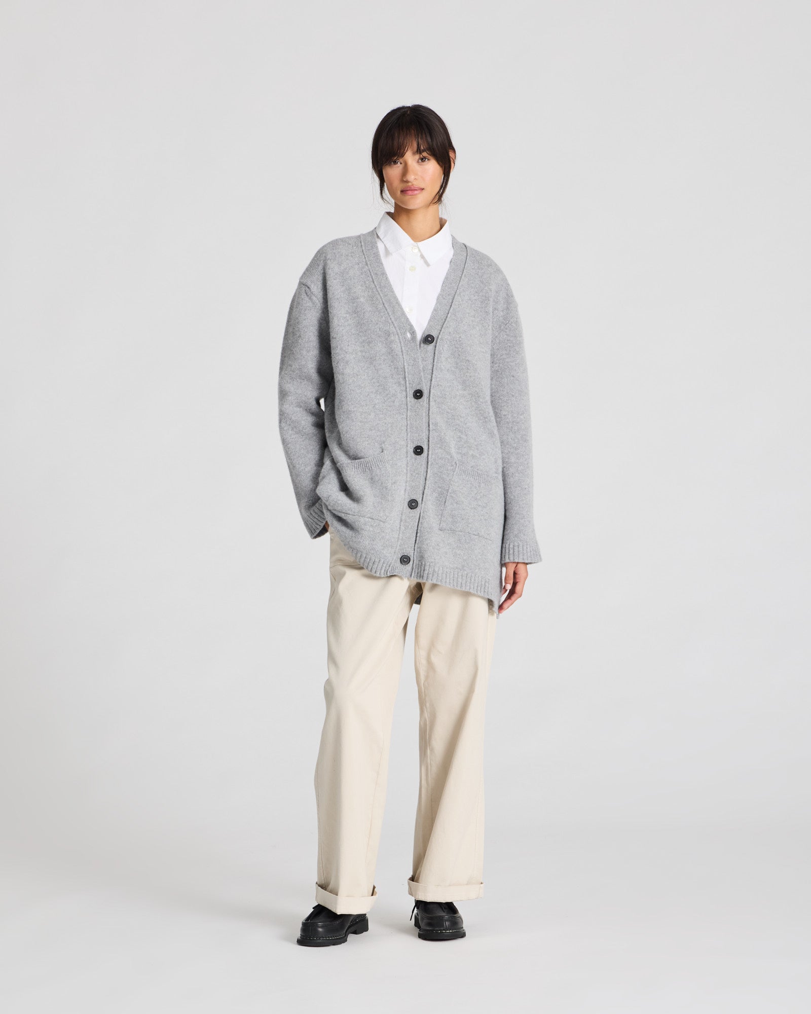 GAI+LISVA Alba Lambswool Cardigan Lambswool l Knitwear 602 Grey Melange
