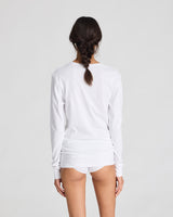 GAI+LISVA Ida Cotton 1x1 RIB Henley Tee GOTS 243975 Top 100 White