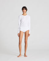 GAI+LISVA Ida Cotton 1x1 RIB Henley Tee GOTS 243975 Top 100 White