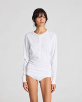 GAI+LISVA Ida Cotton 1x1 RIB Henley Tee GOTS 243975 Top 100 White