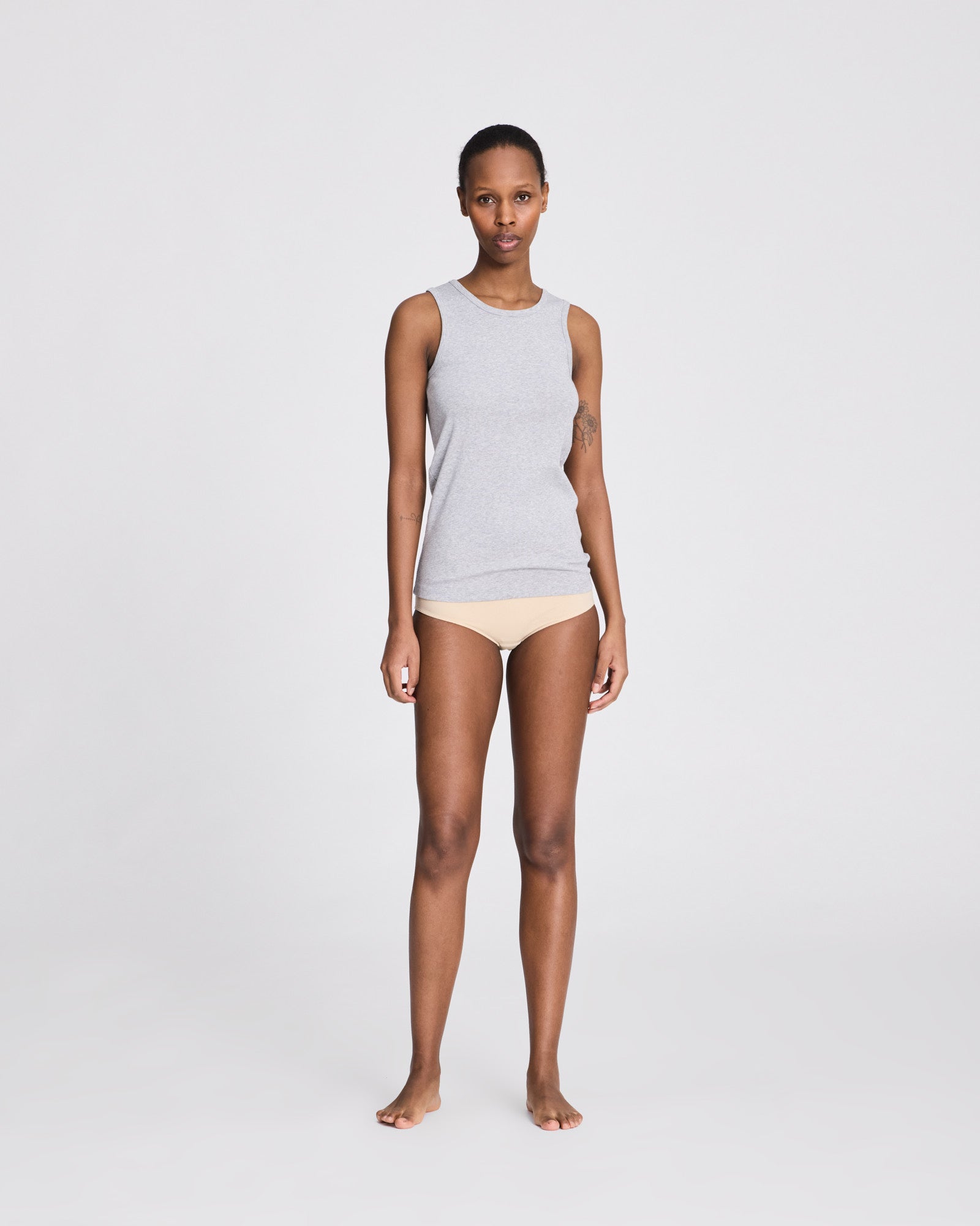 GAI+LISVA Alberte Cotton 1x1 RIB Top Tops & T-shirts 601 Light Grey Melange