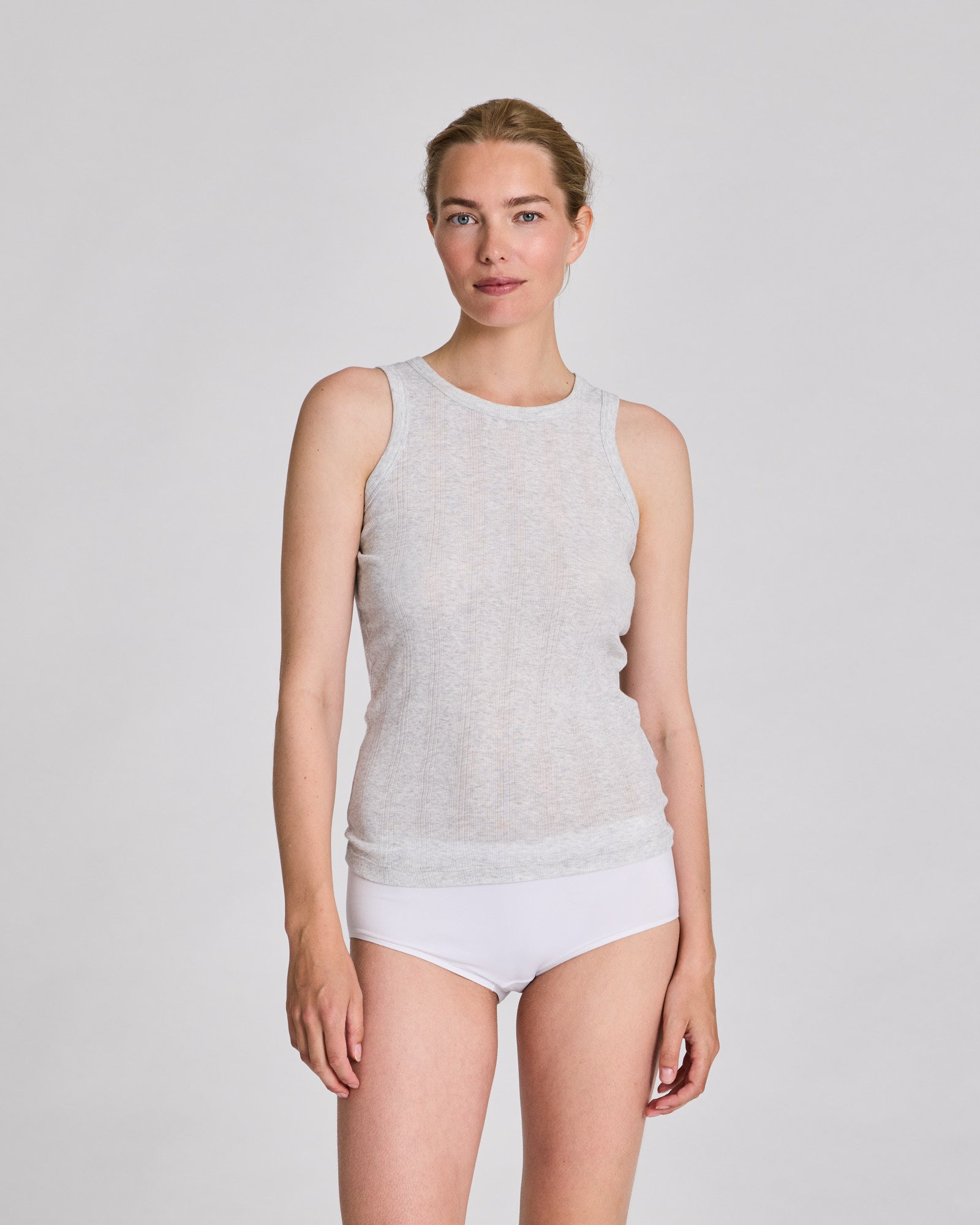 GAI+LISVA Alberte Cotton Top Tops & T-shirts 601 Light Grey Melange