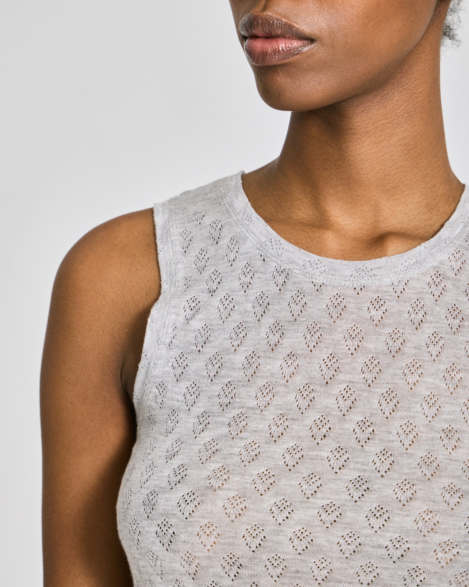 GAI+LISVA Alberte S´less Silk Top Tops & T-shirts 601 Light Grey Melange