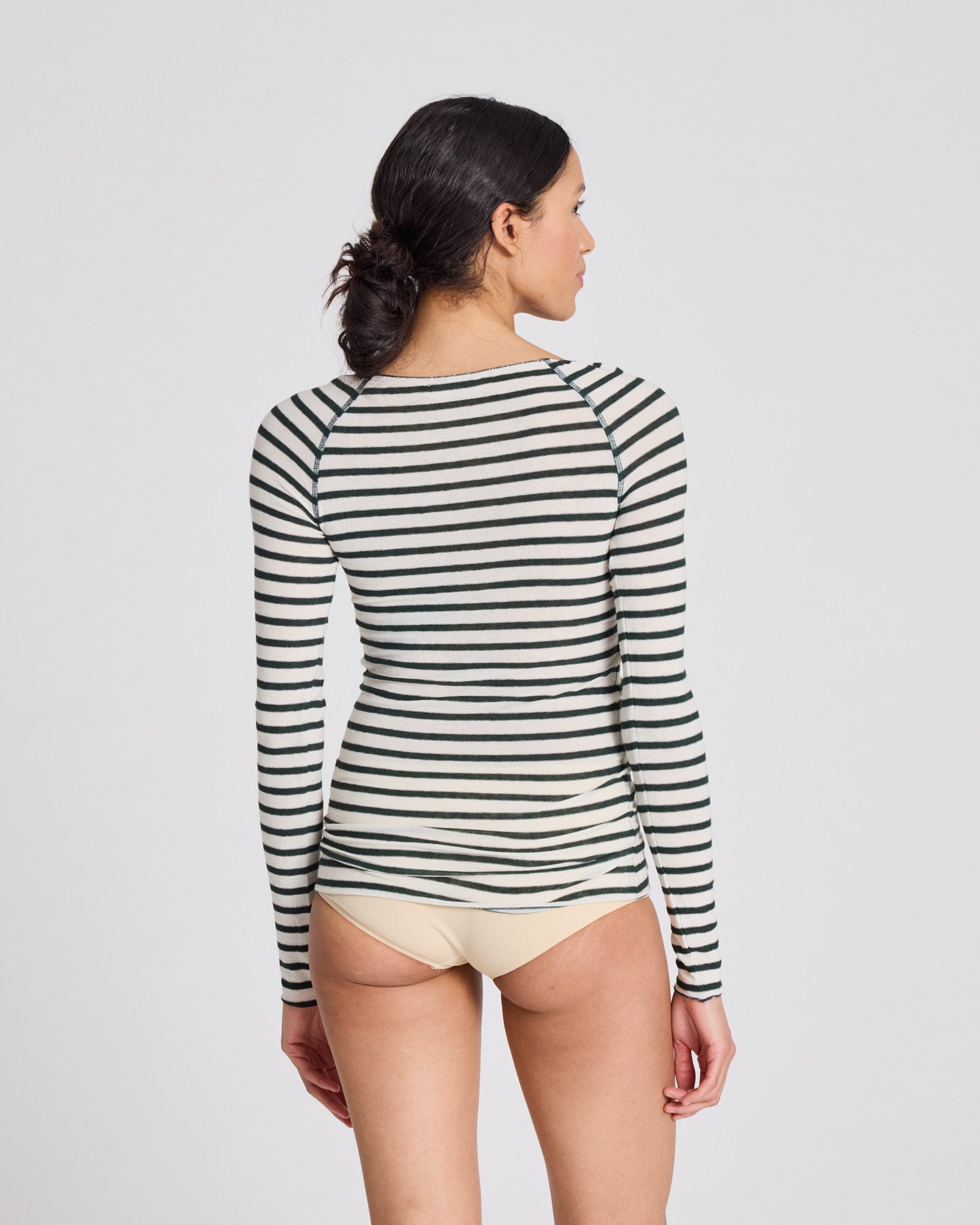 GAI+LISVA Amalie Wool Top Top 199 Reverse Dark Olive Stripe