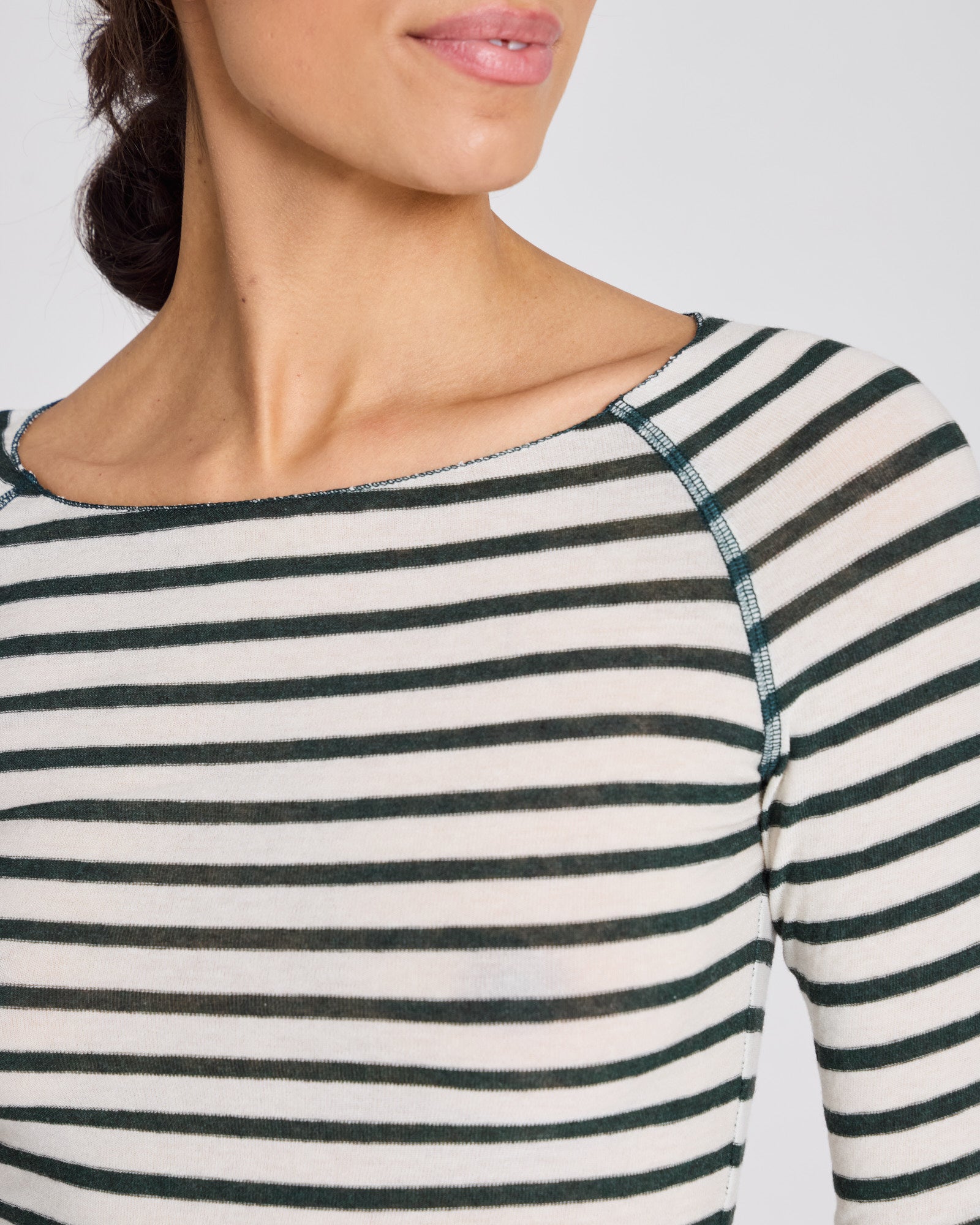 GAI+LISVA Amalie Wool Top Top 199 Reverse Dark Olive Stripe