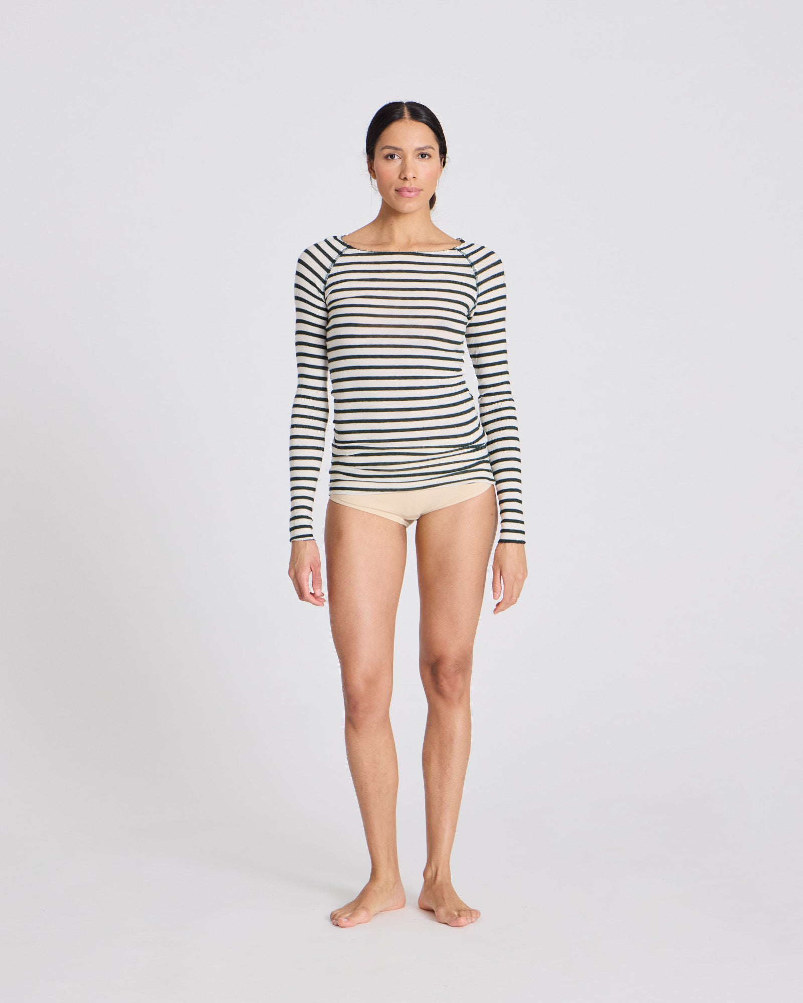 GAI+LISVA Amalie Wool Top Top 199 Reverse Dark Olive Stripe