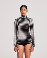 GAI+LISVA Anna Striped L/S Wool Top Top 610 Grey and Black Stripe