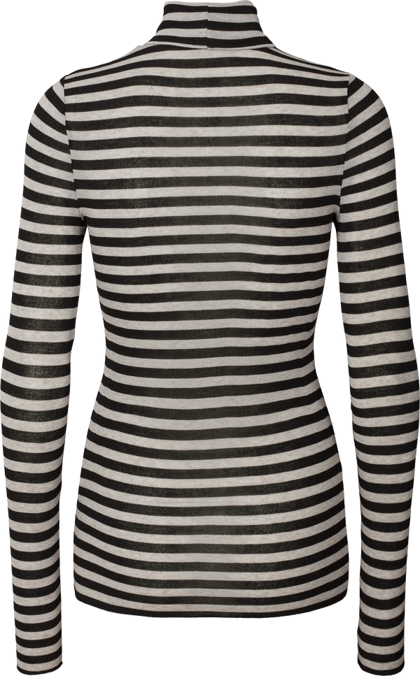 GAI+LISVA Anna Striped L/S Wool Top Top 610 Grey and Black Stripe