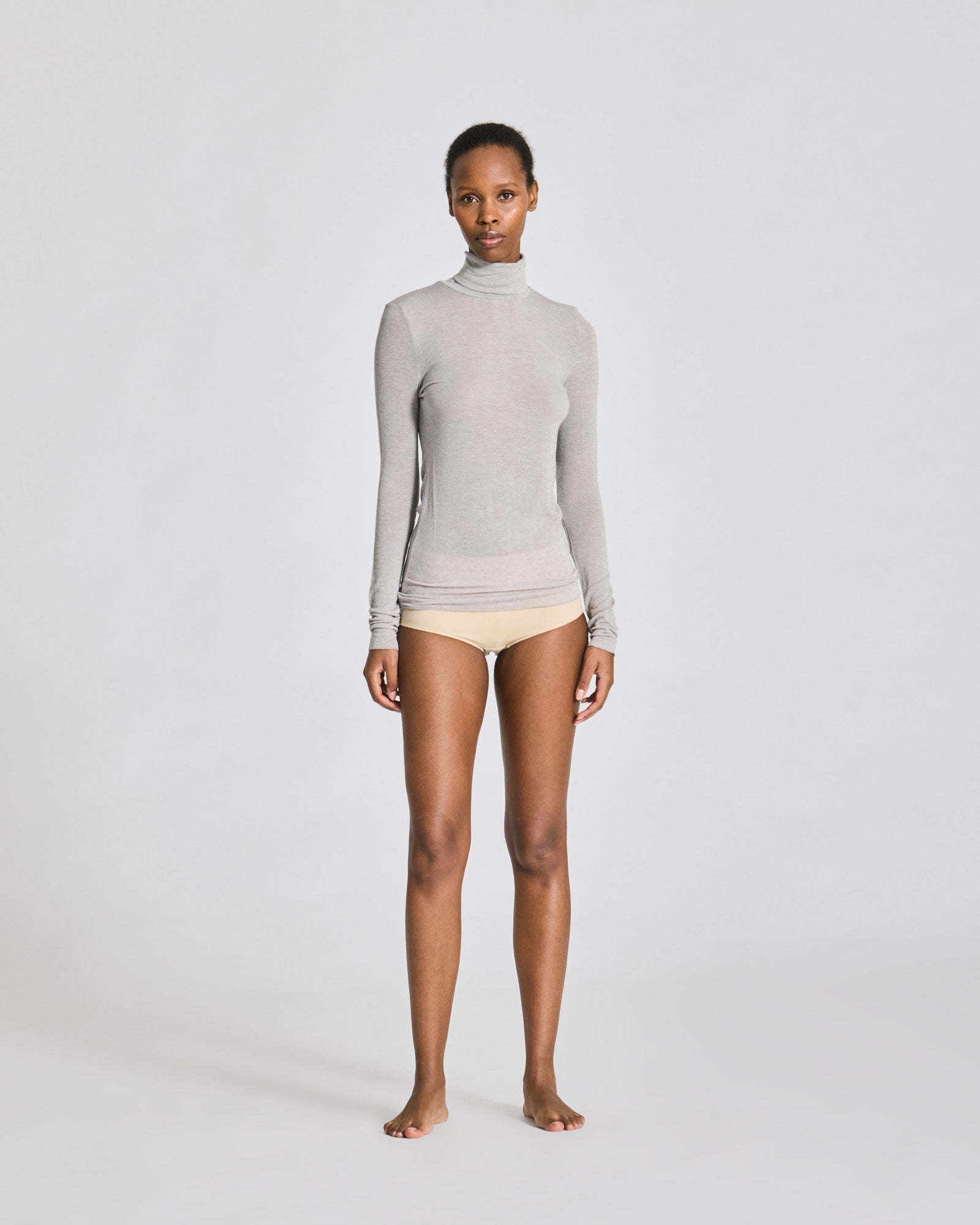 Anna Wool Turtleneck - Light Grey Melange