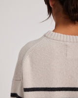 GAI+LISVA Barbera Stripe Lambswool Jumper Knit 135 Island Fossil / Dark Grey Stripe